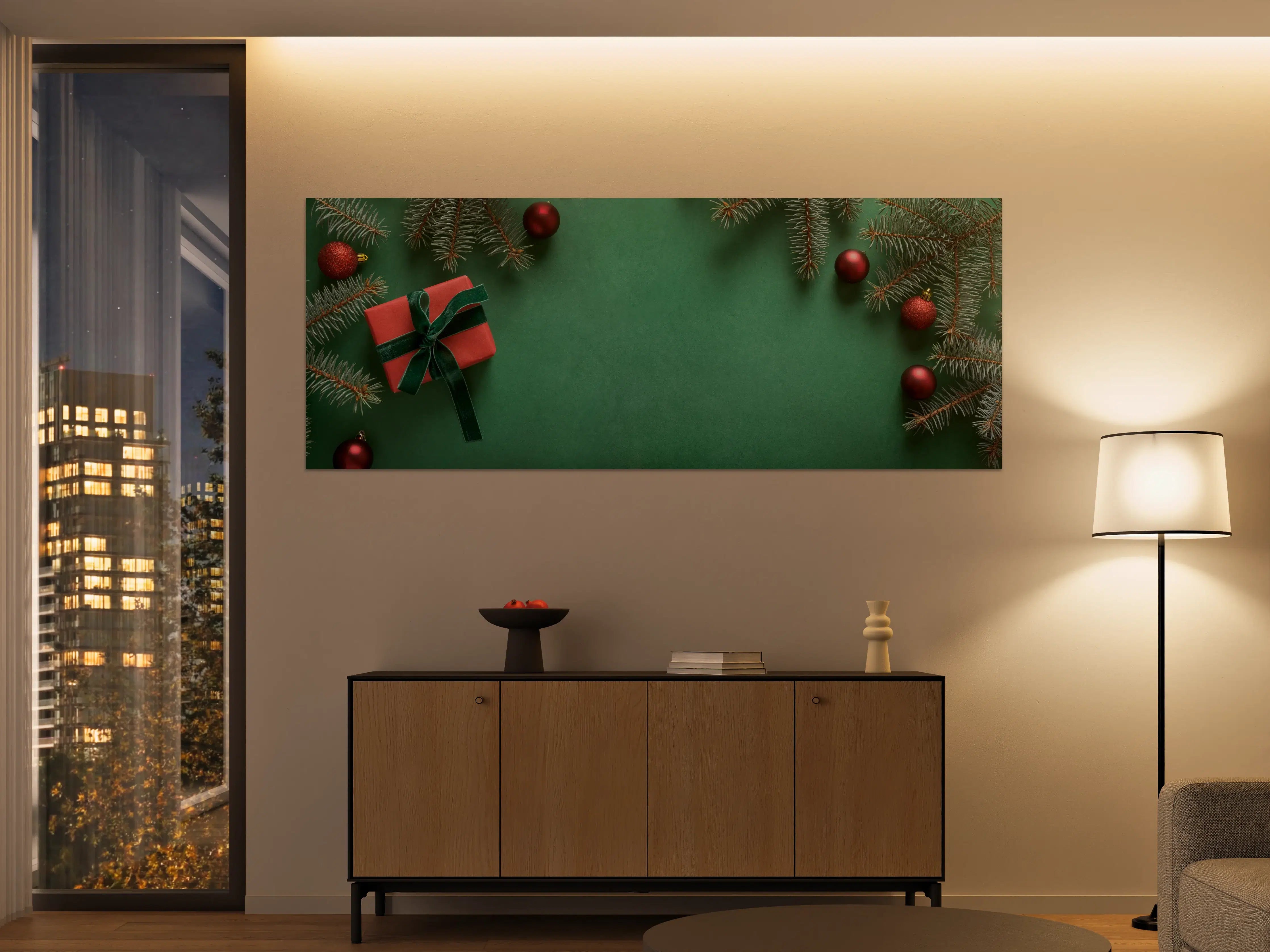 Große Wandbilder - Weihnachtsrahmen auf grünem Hintergrund