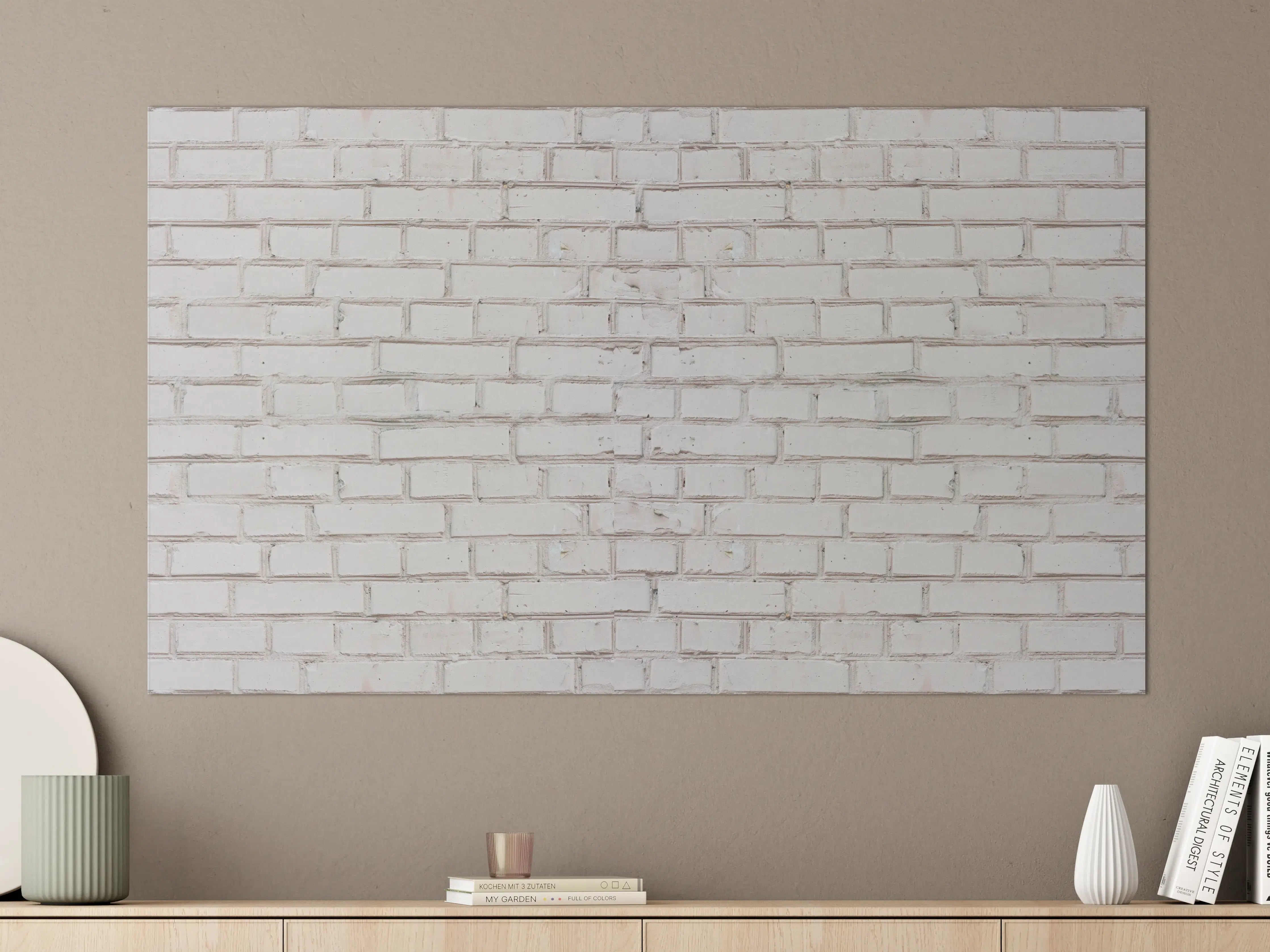 Große Wandbilder - Weiß-Beige Ziegelsteinmauer