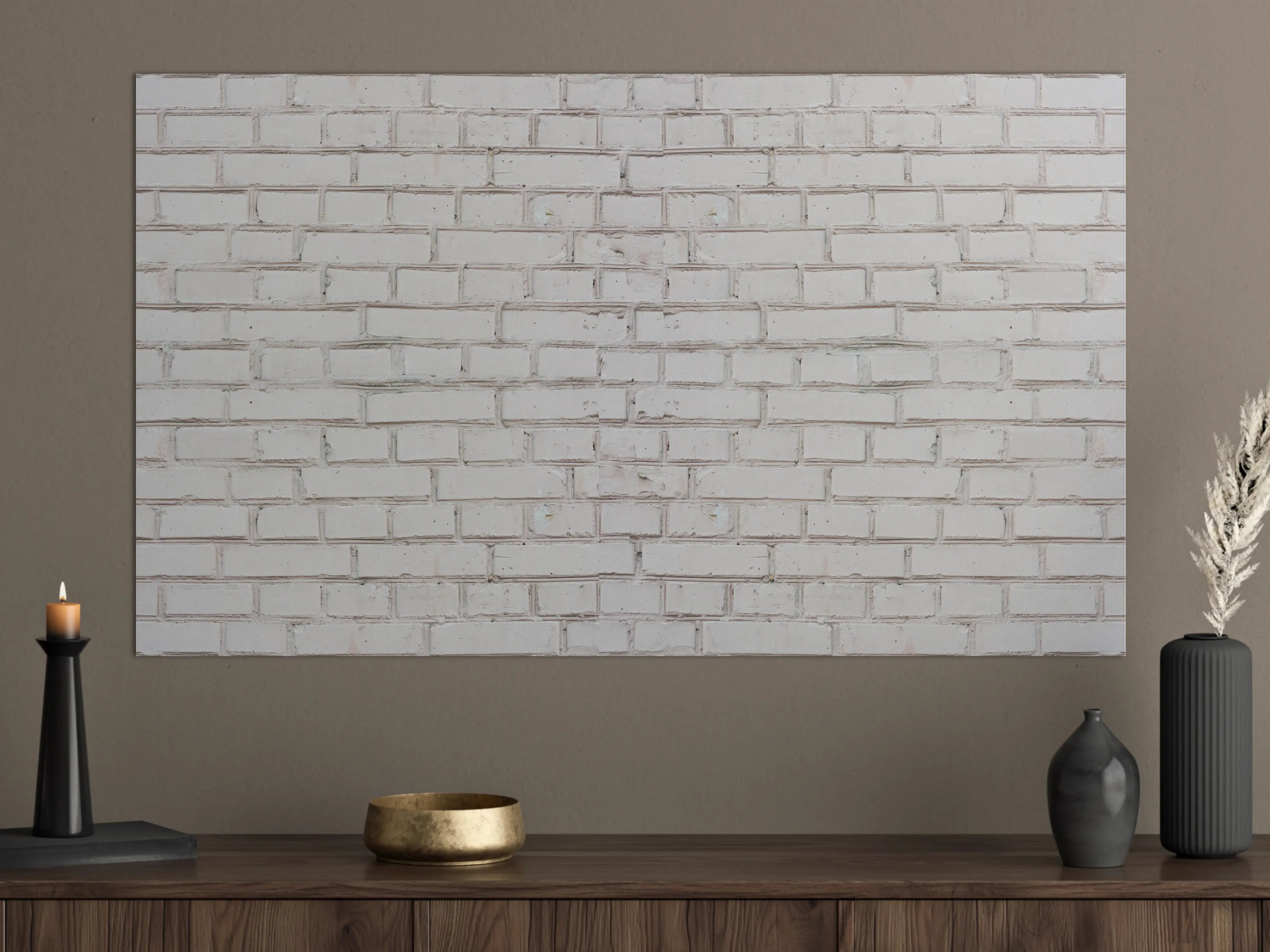 Große Wandbilder - Weiß-Beige Ziegelsteinmauer