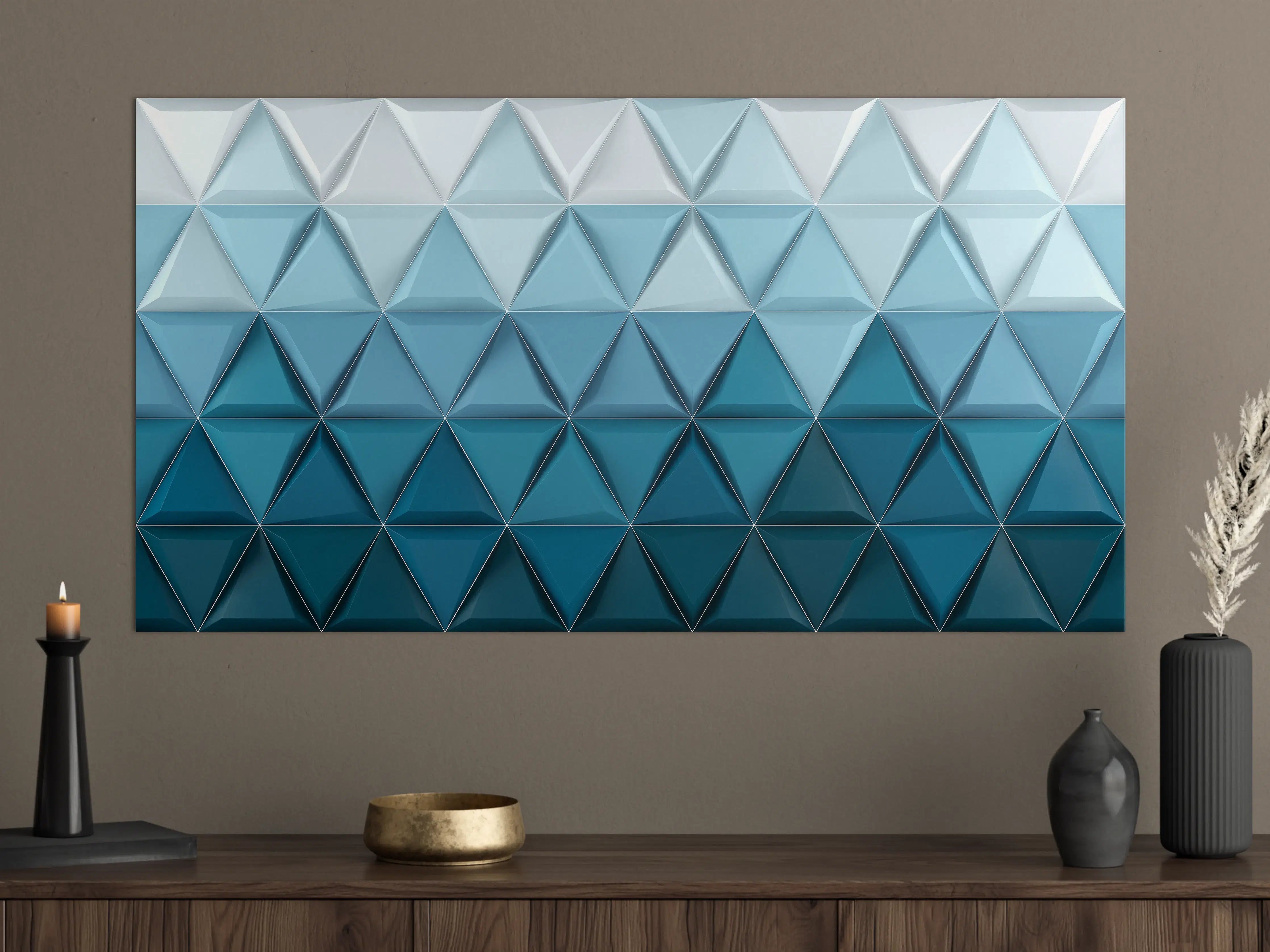 Große Wandbilder - Weiß-Blaue Geometrische Textur