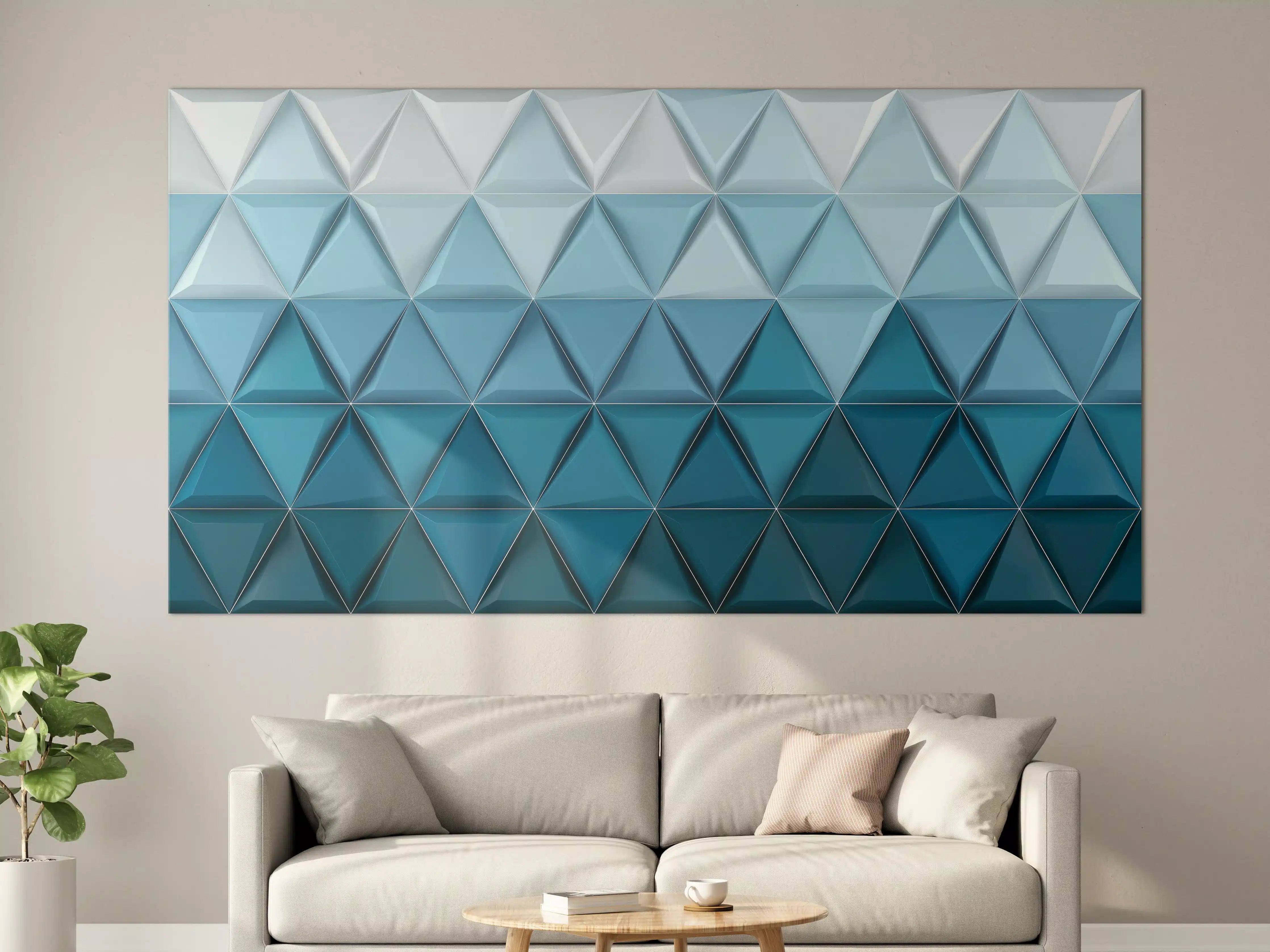 Große Wandbilder - Weiß-Blaue Geometrische Textur