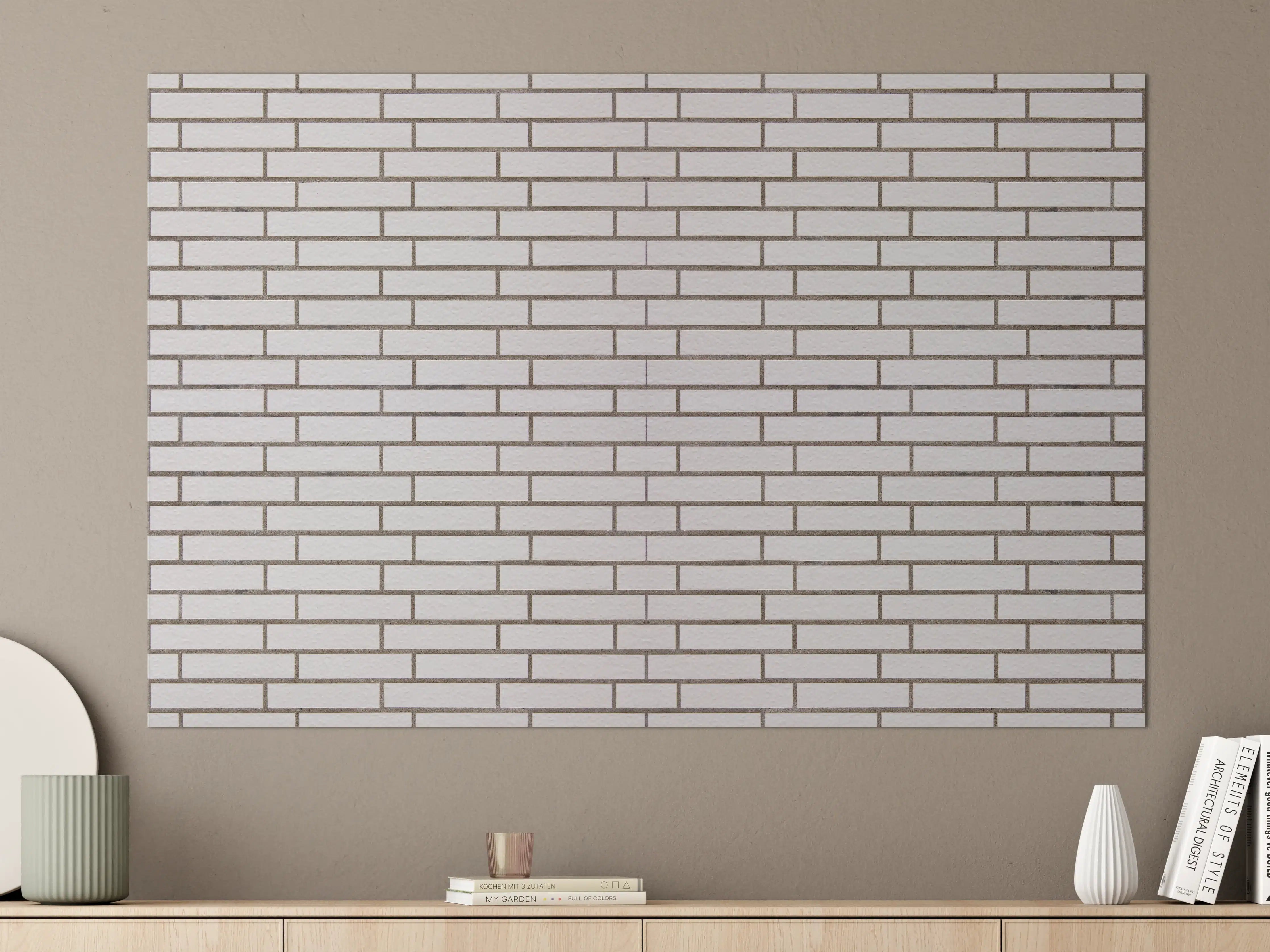 Große Wandbilder - Weiß-Brauner Backsteinmauer