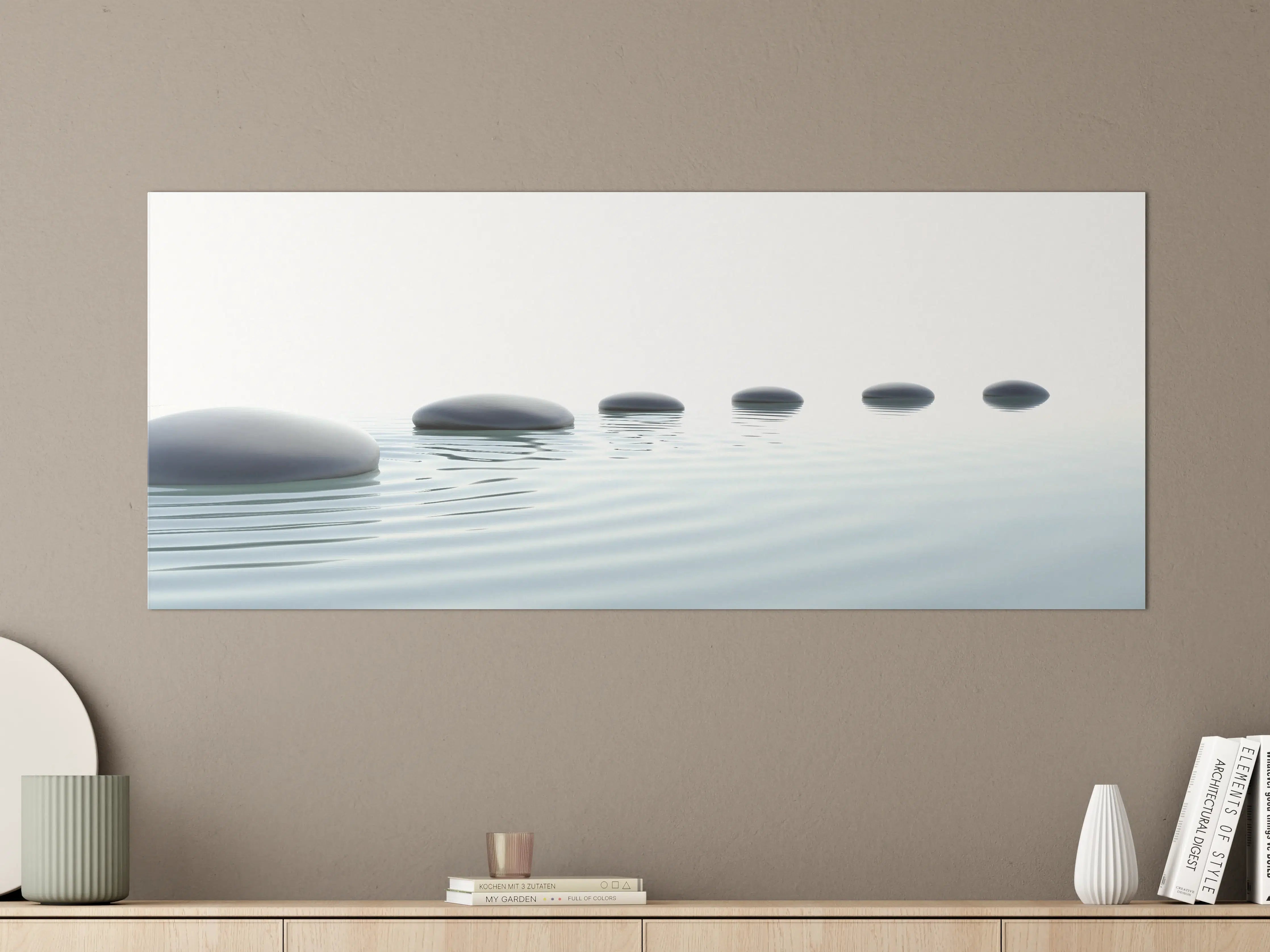 Große Wandbilder - Weiß-Grau Wassersteine