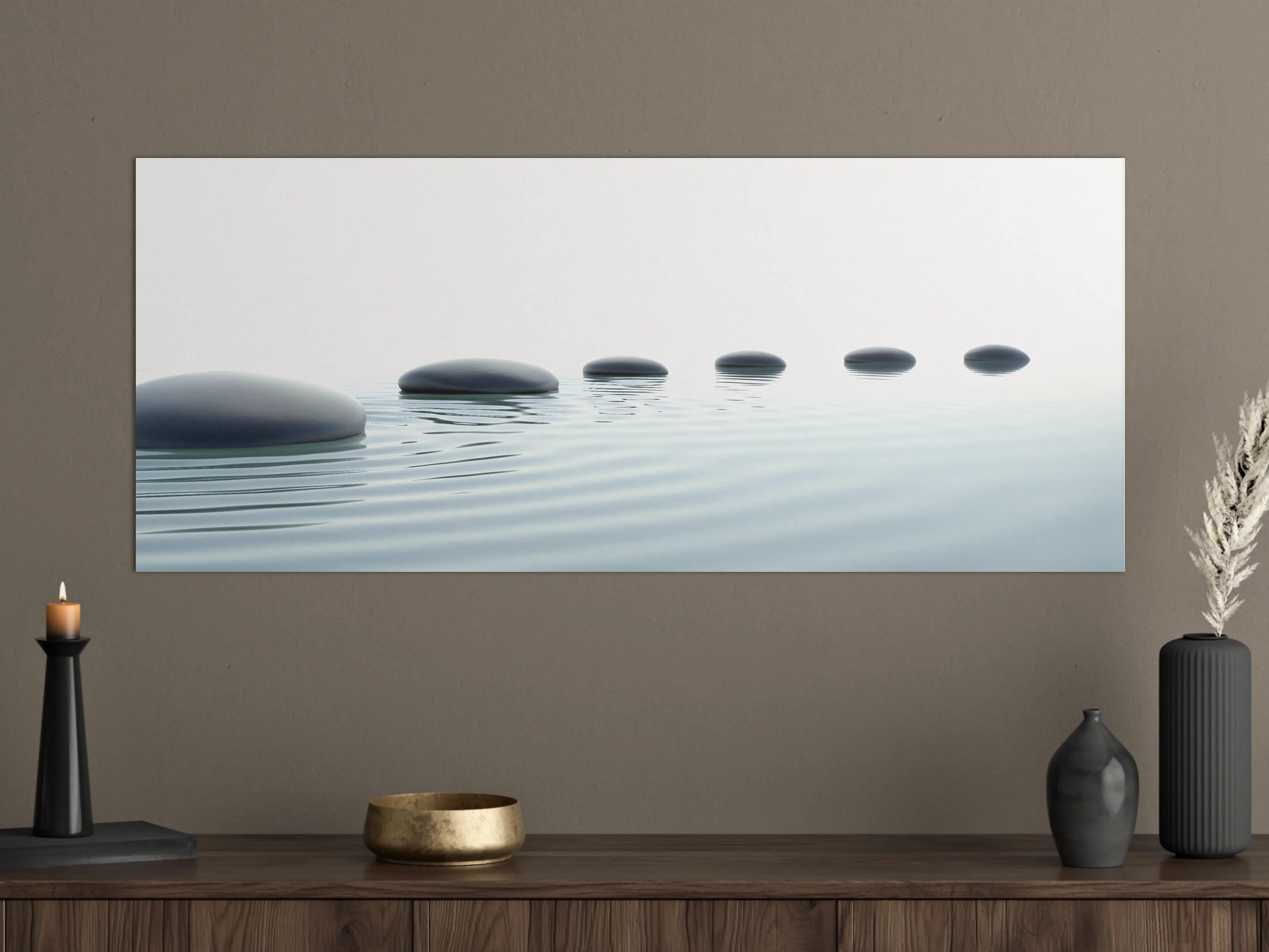 Große Wandbilder - Weiß-Grau Wassersteine