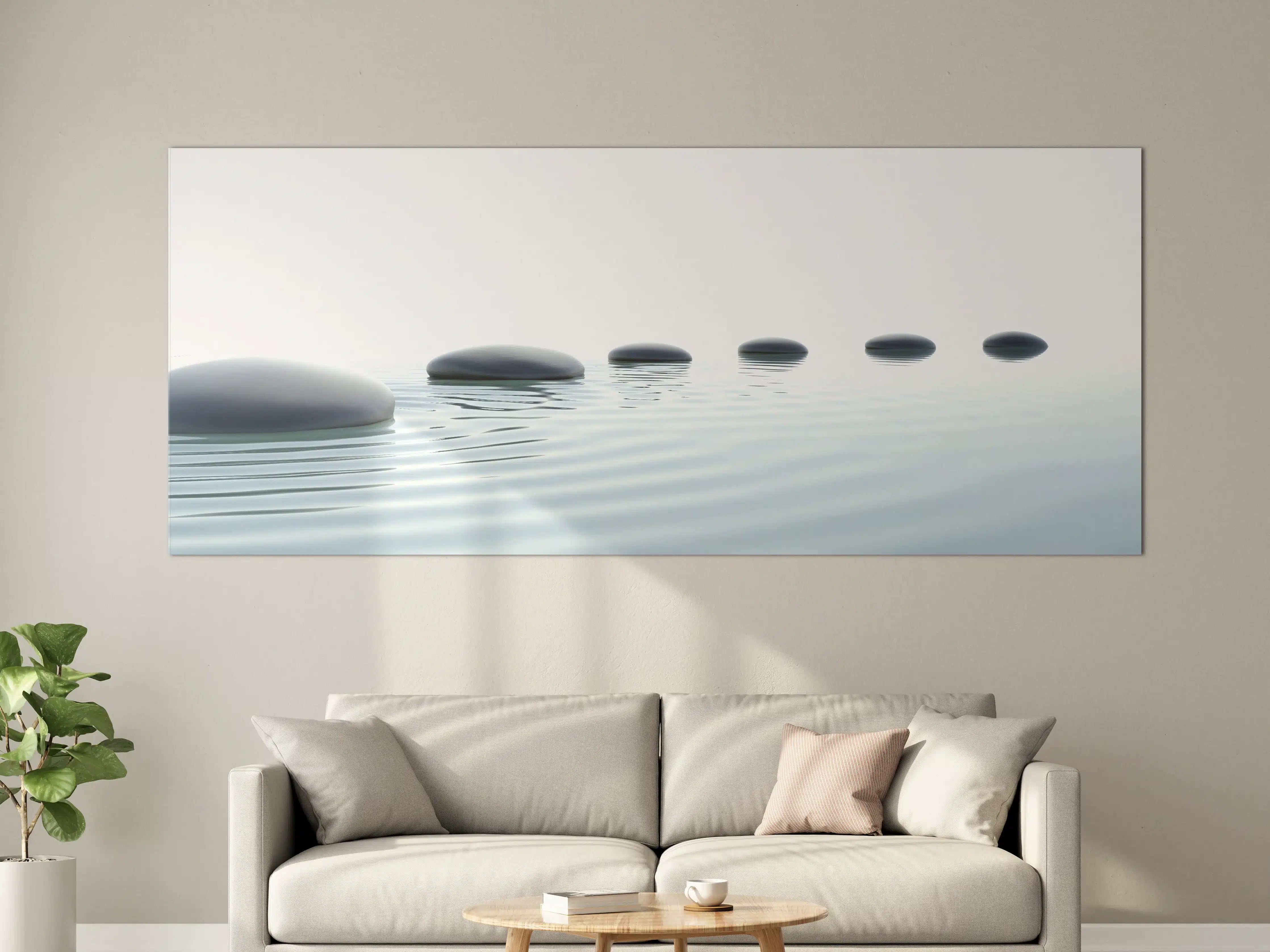 Große Wandbilder - Weiß-Grau Wassersteine