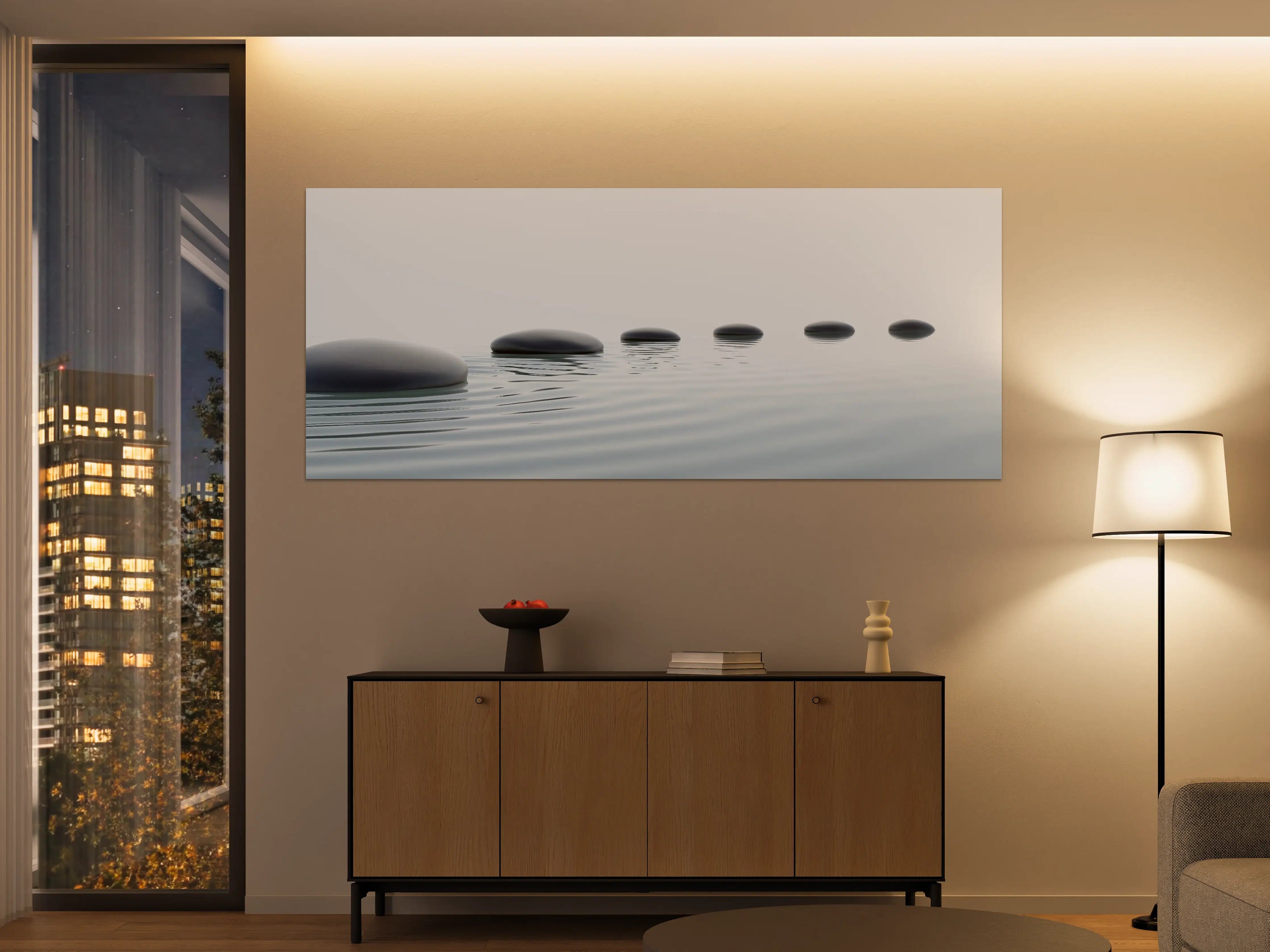 Große Wandbilder - Weiß-Grau Wassersteine