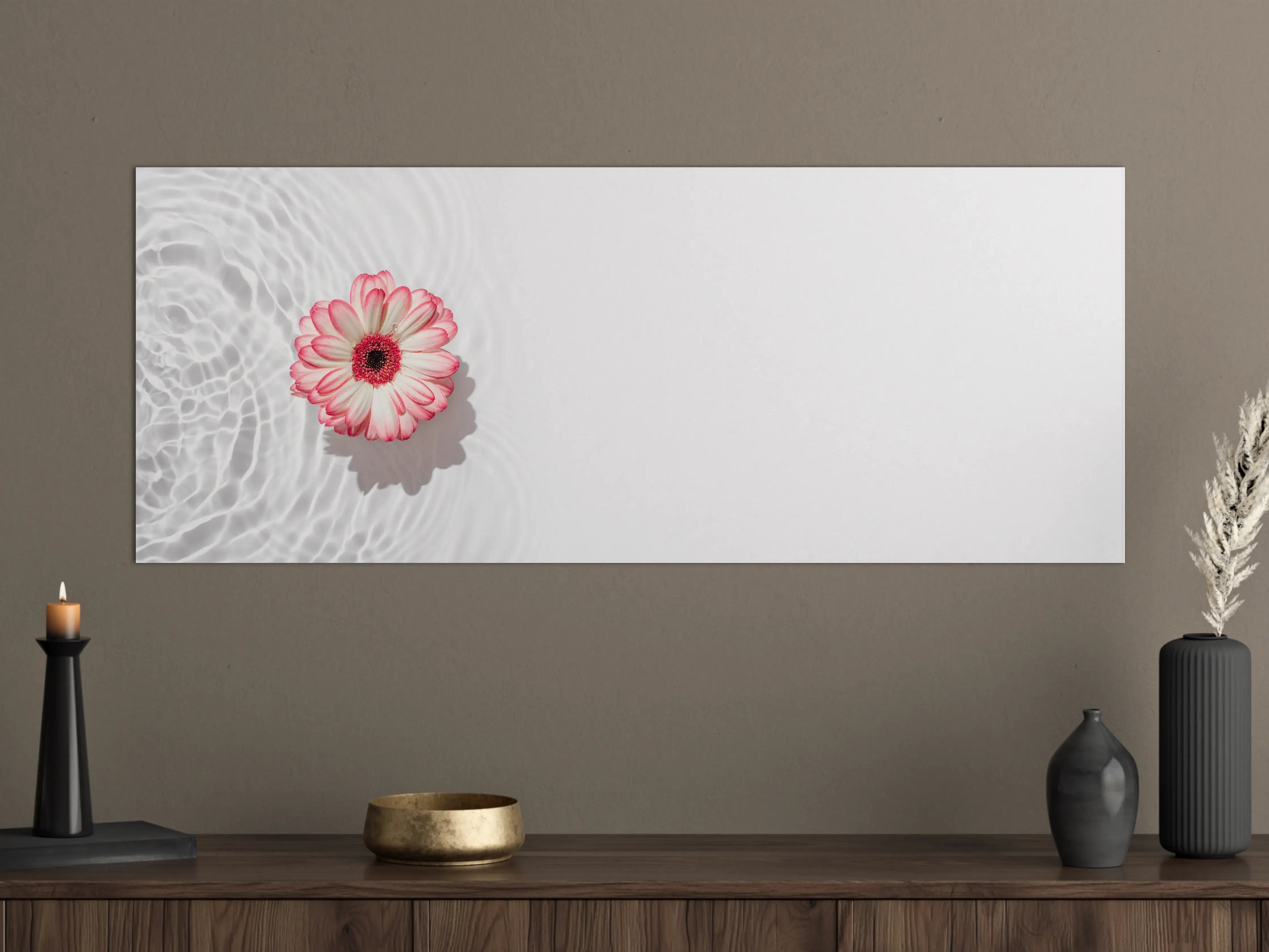 Große Wandbilder - Weiß-Grau mit Rosa Gerbera