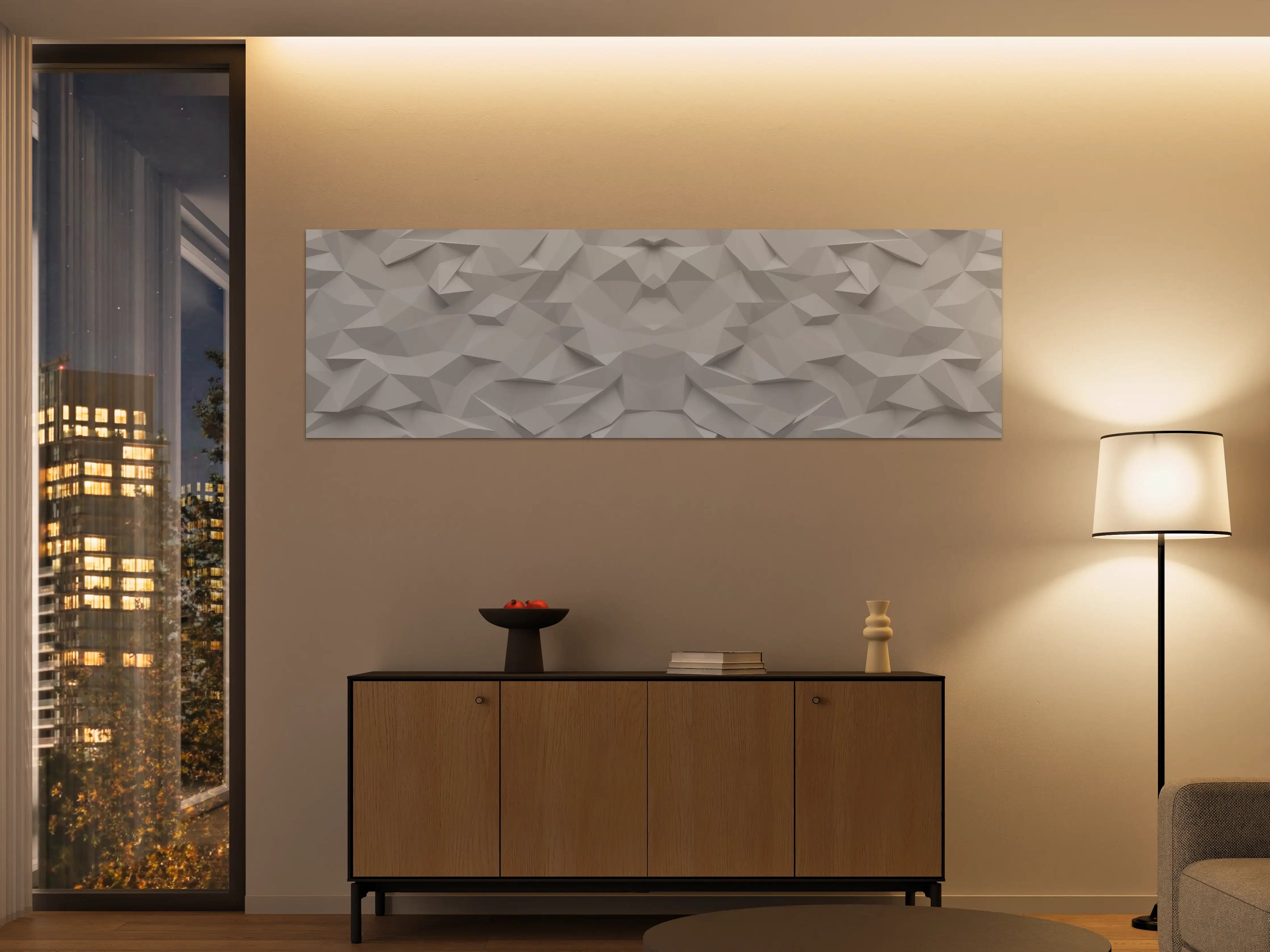 Große Wandbilder - Weiß-Graue Geometrie-Textur
