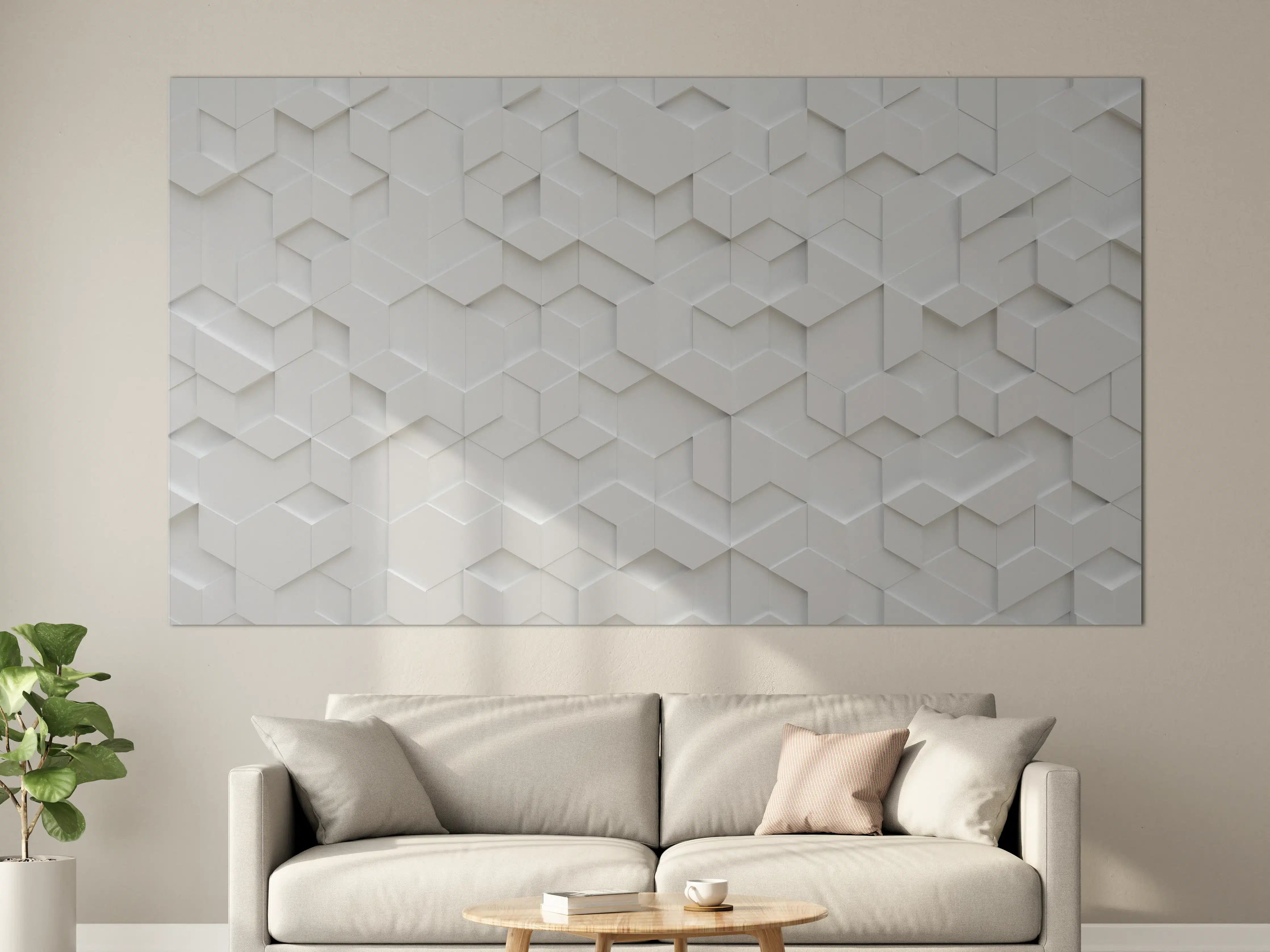Große Wandbilder - Weiß-Graue Hexagon-Struktur