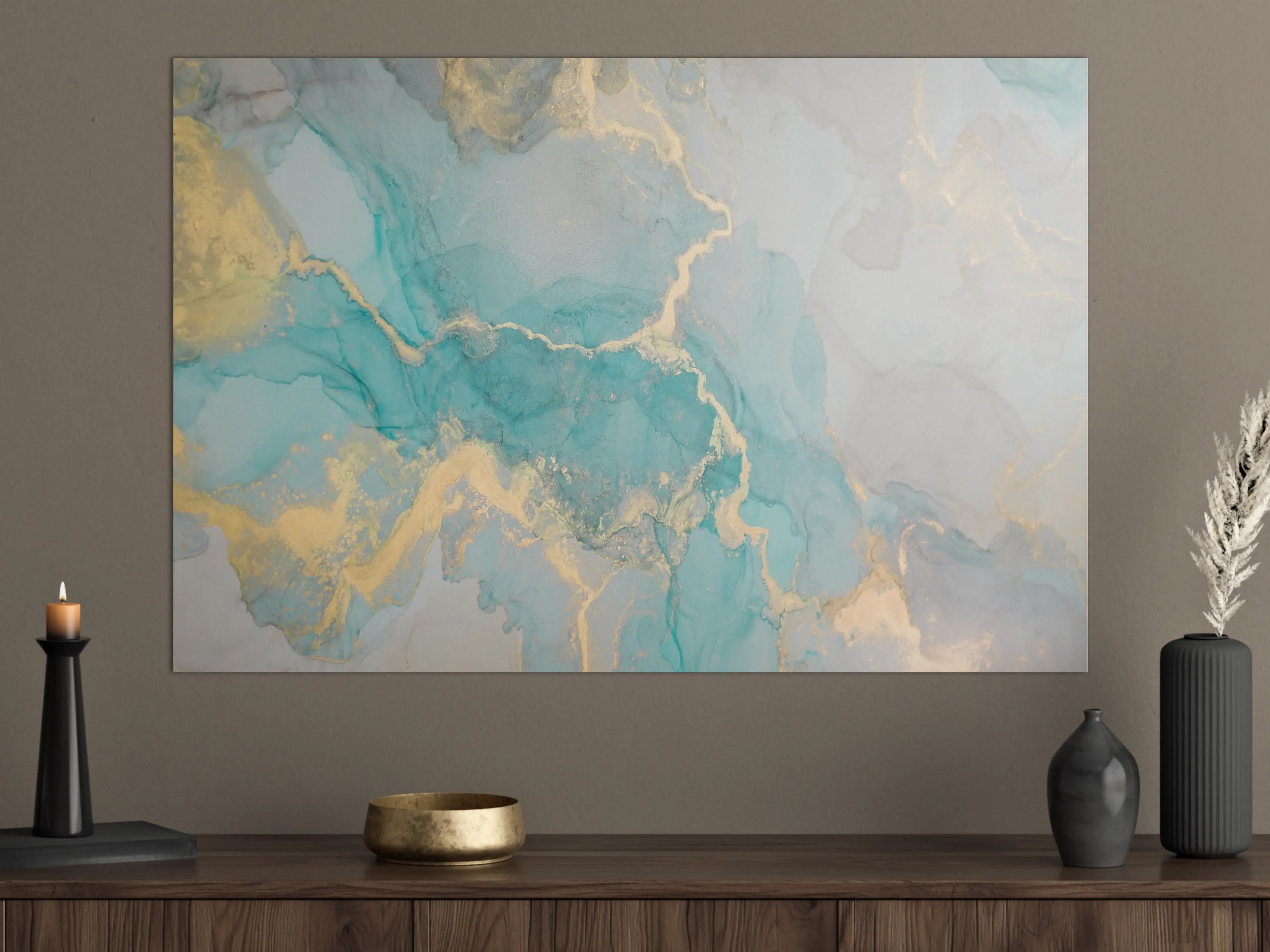 Große Wandbilder - Weiß-Graue Marmor-Textur mit Goldakzenten