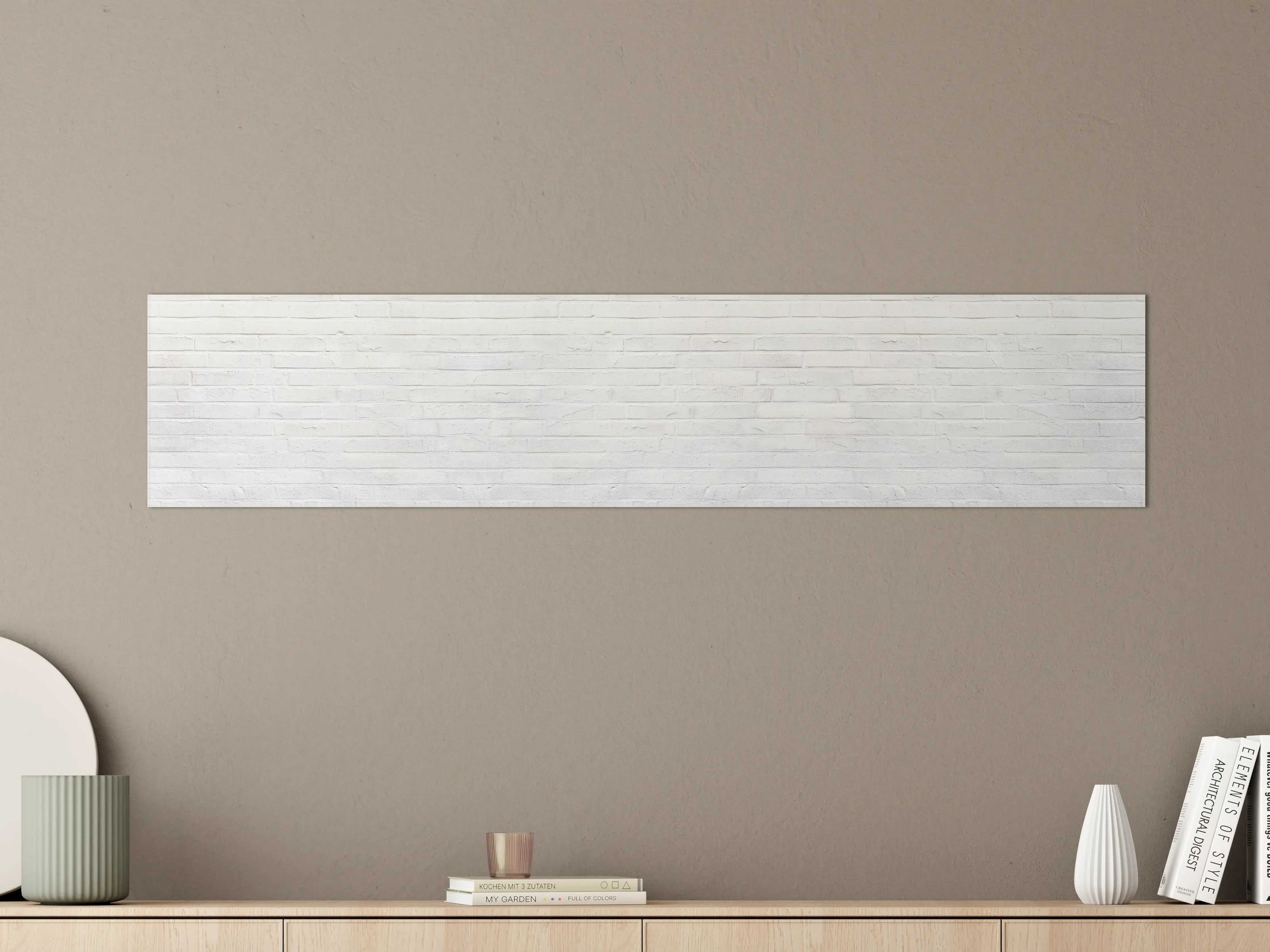 Große Wandbilder - Weiß bemalte Steinmauer