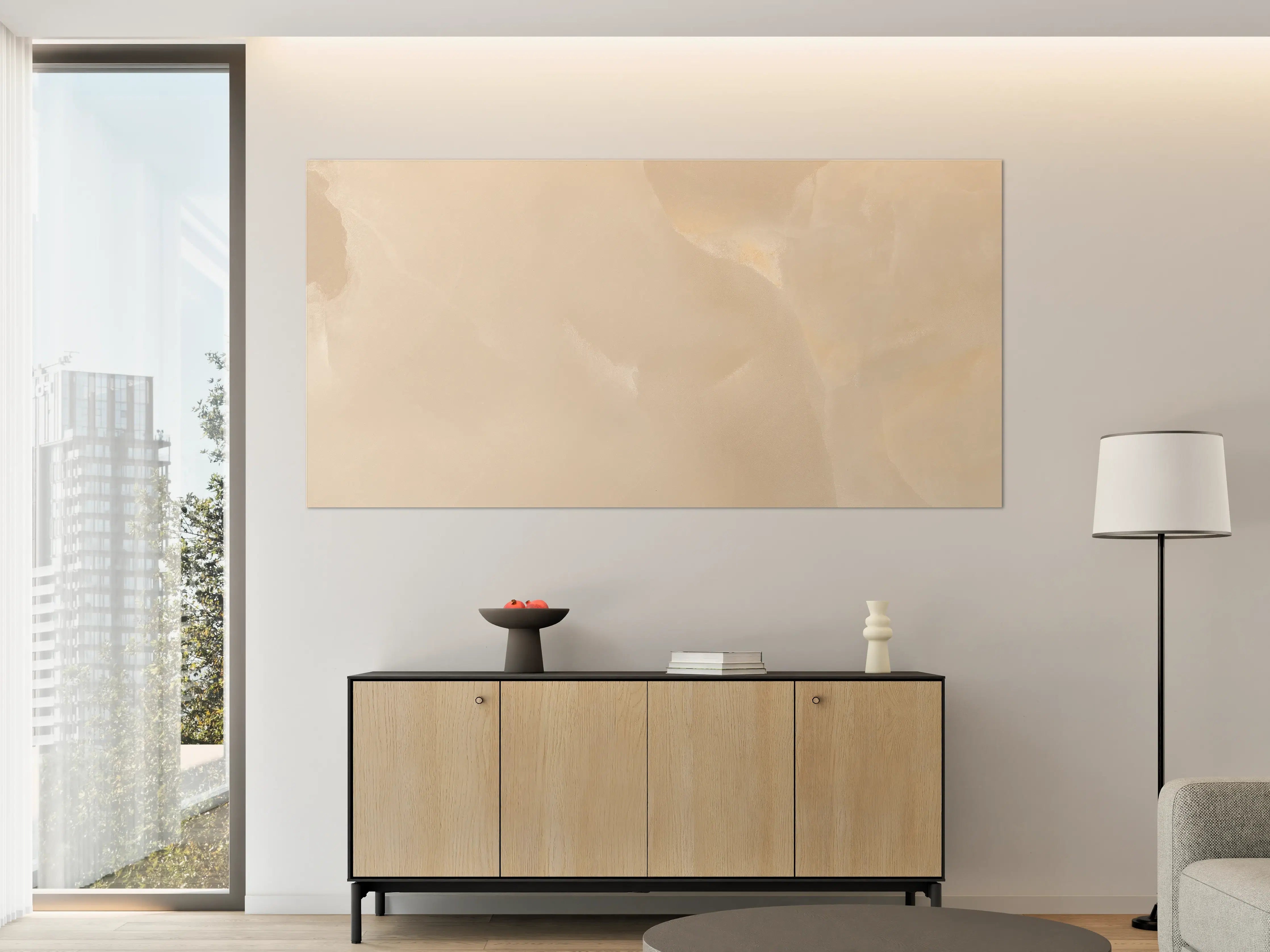 Große Wandbilder - Weiß-cremefarbige Marmor-Textur mit eleganter Musterung