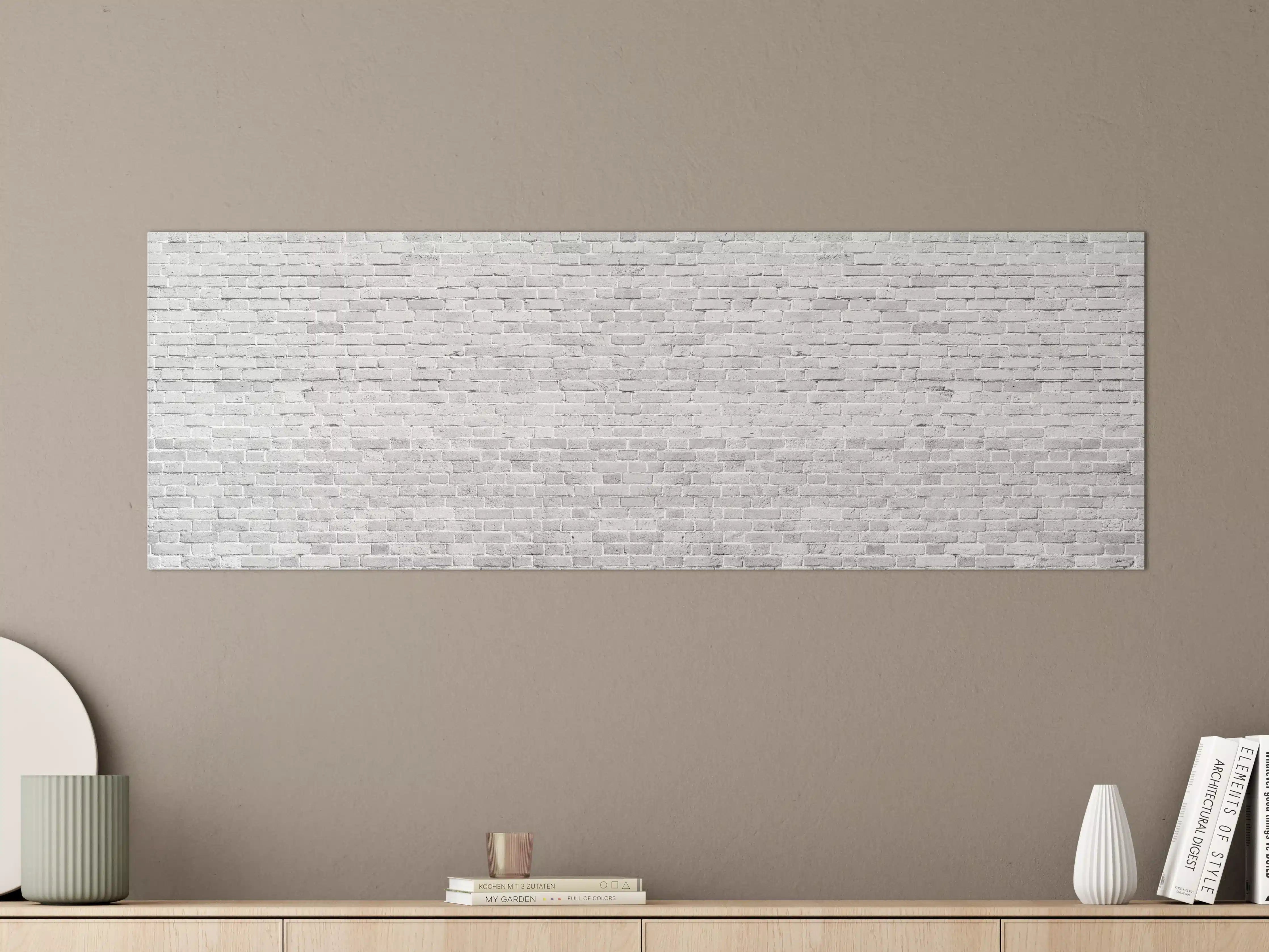 Große Wandbilder - Weiß gewaschene Ziegelwand Textur