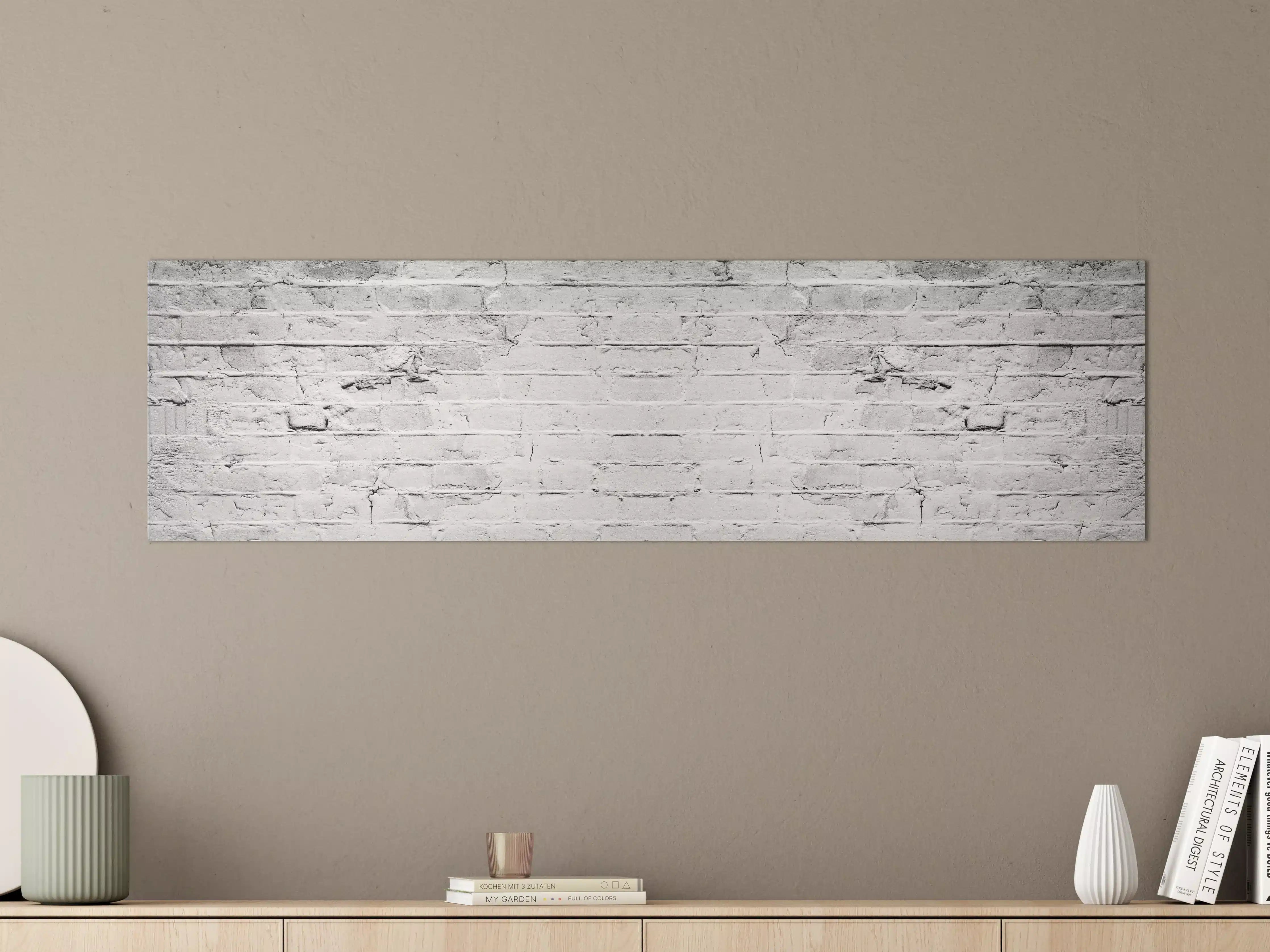 Große Wandbilder - Weiß grau beschädigte Backstein Wand