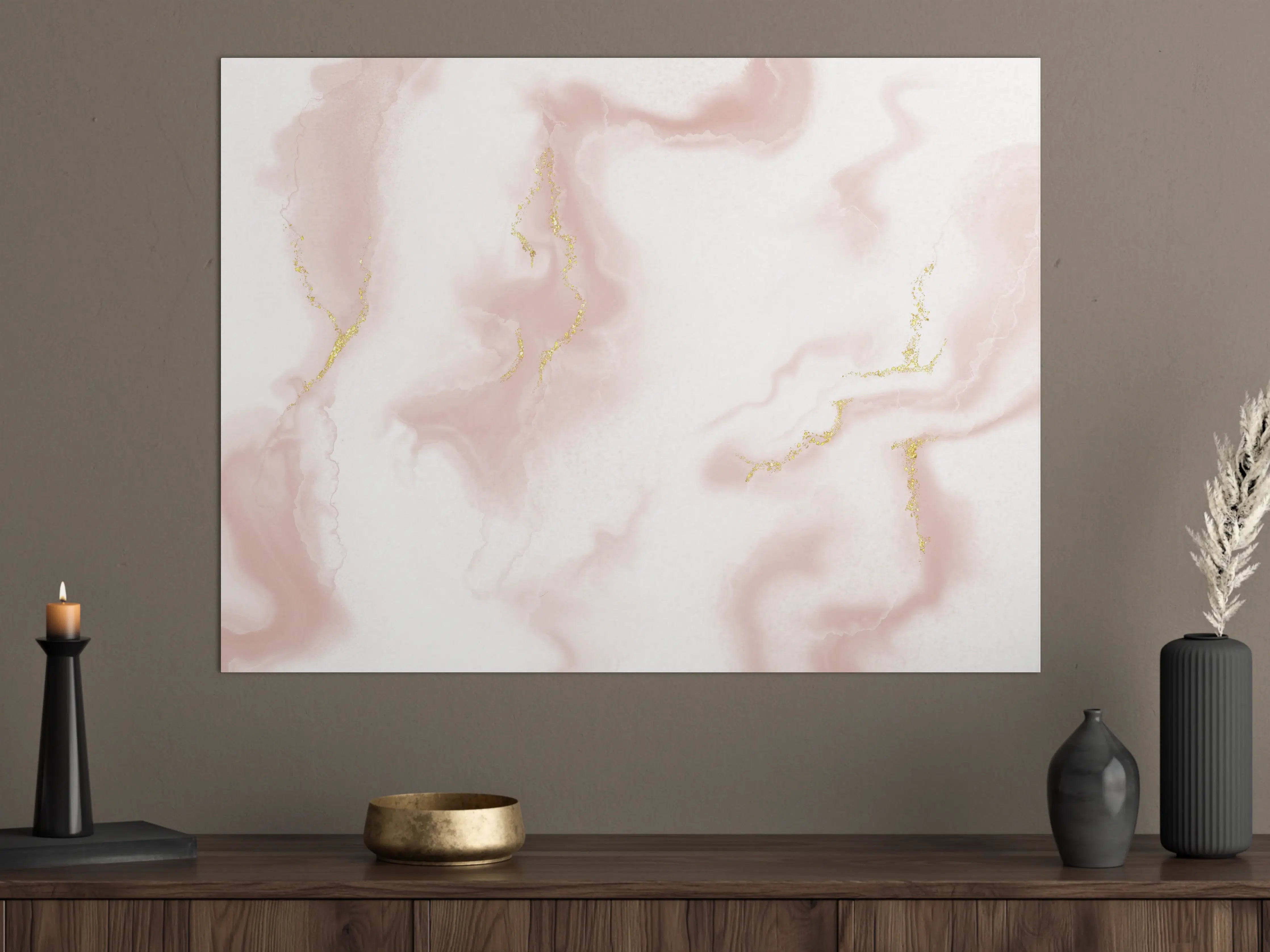 Große Wandbilder - Weiß-graue Marmor-Textur mit goldenen Akzenten