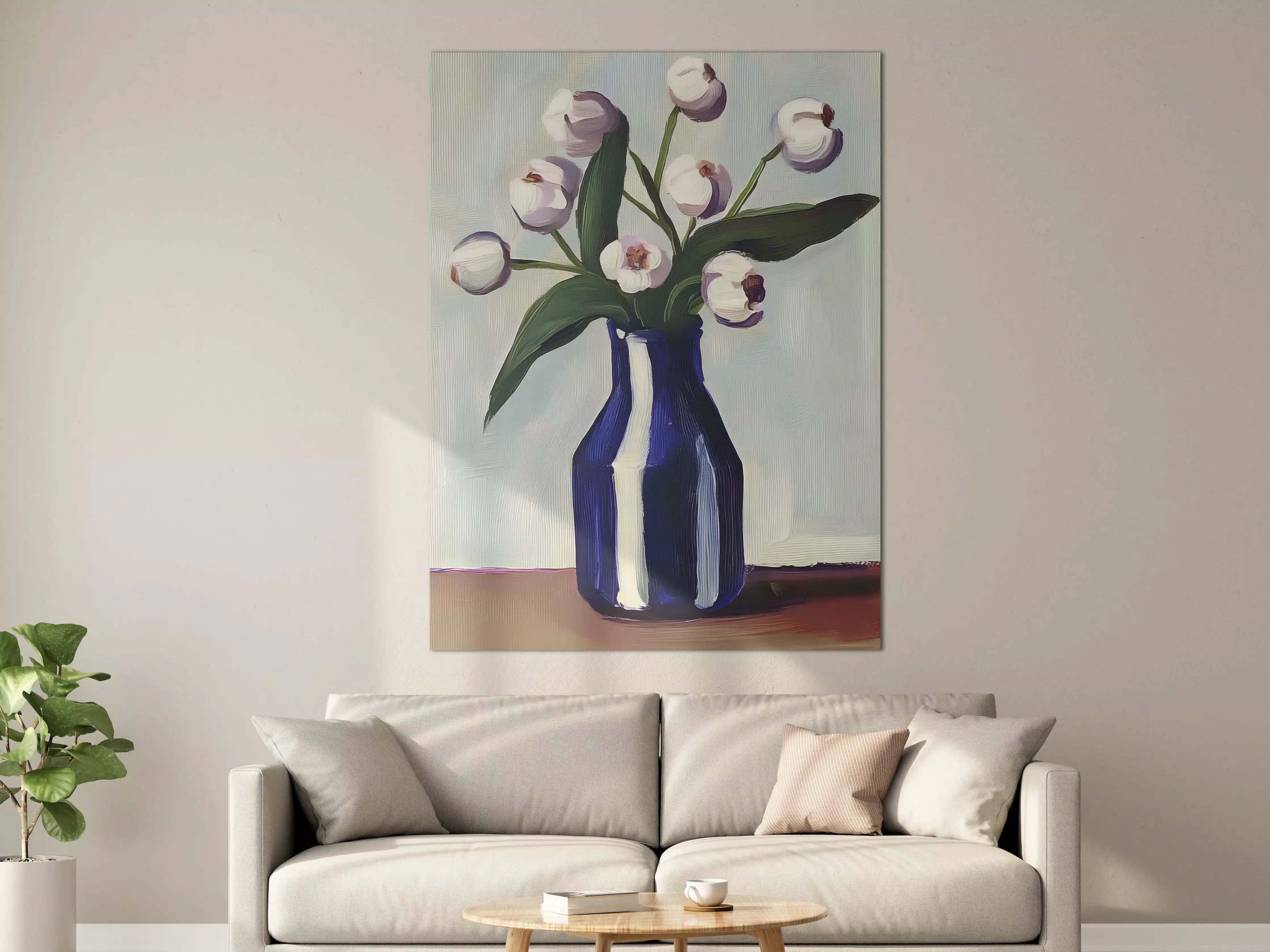 Große Wandbilder - Weiße Blüten in dunklem Vase