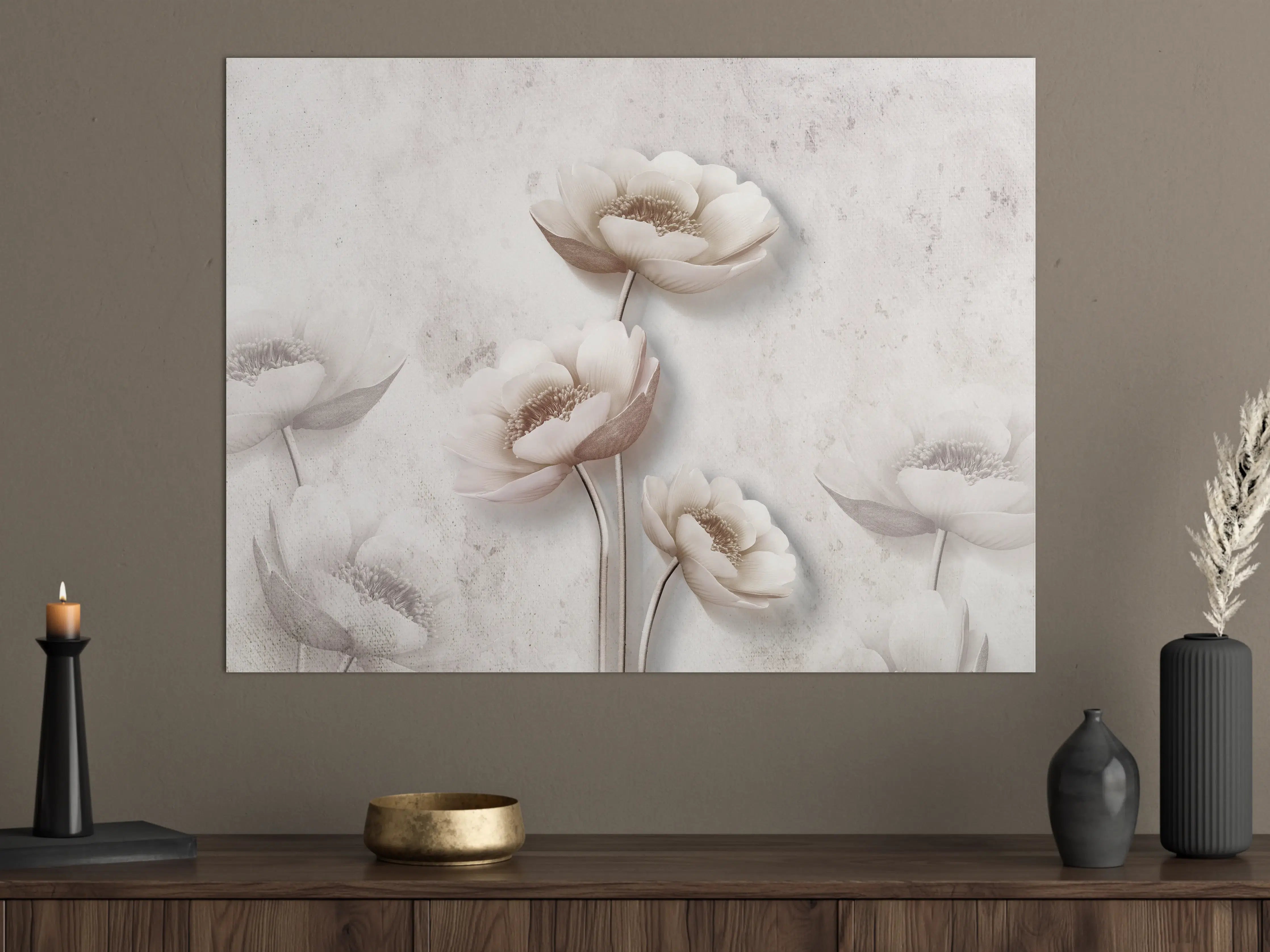 Große Wandbilder - Weiße Blume Retrostil
