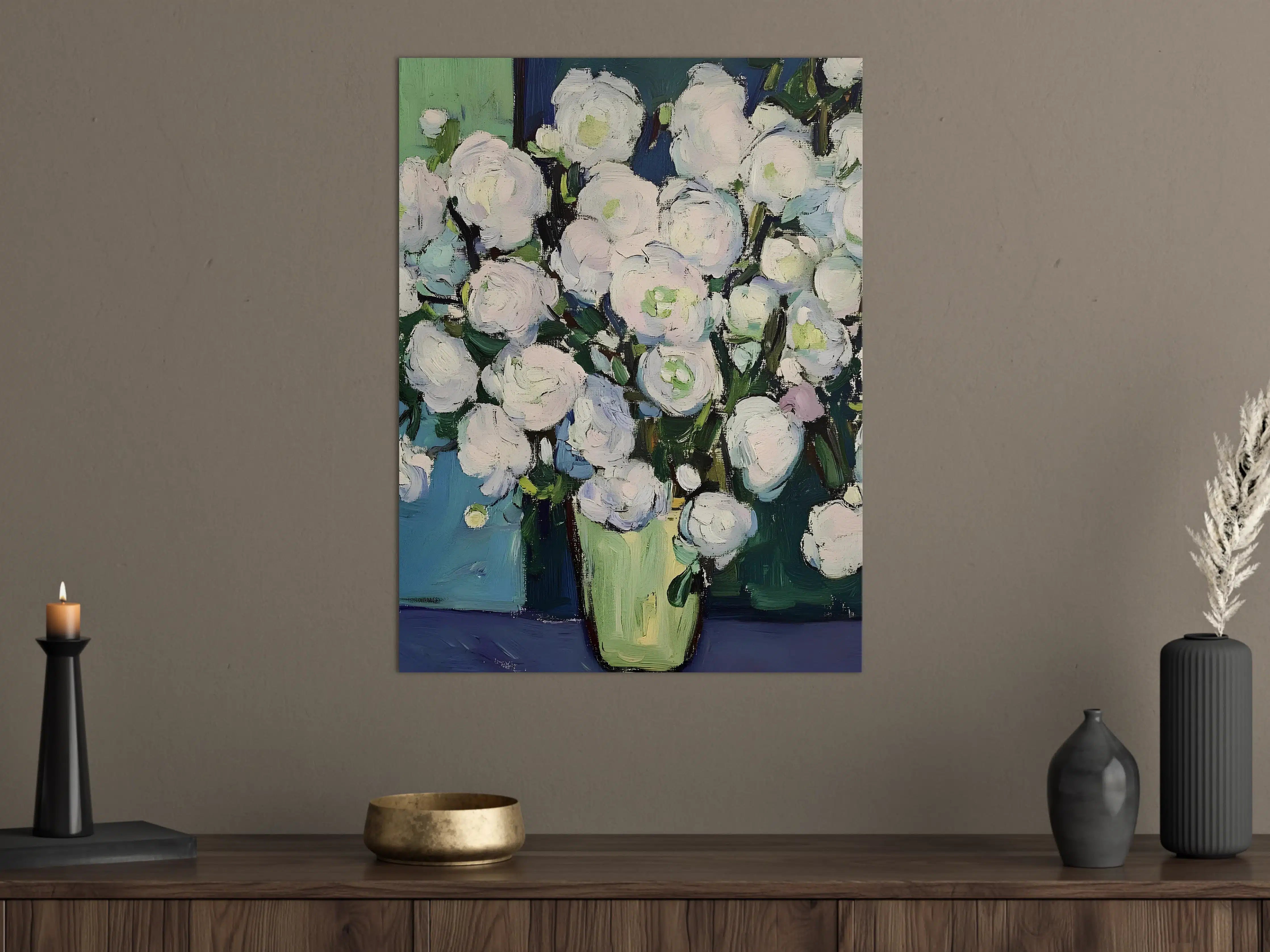 Große Wandbilder - Weiße Blumenstrauß in Vase