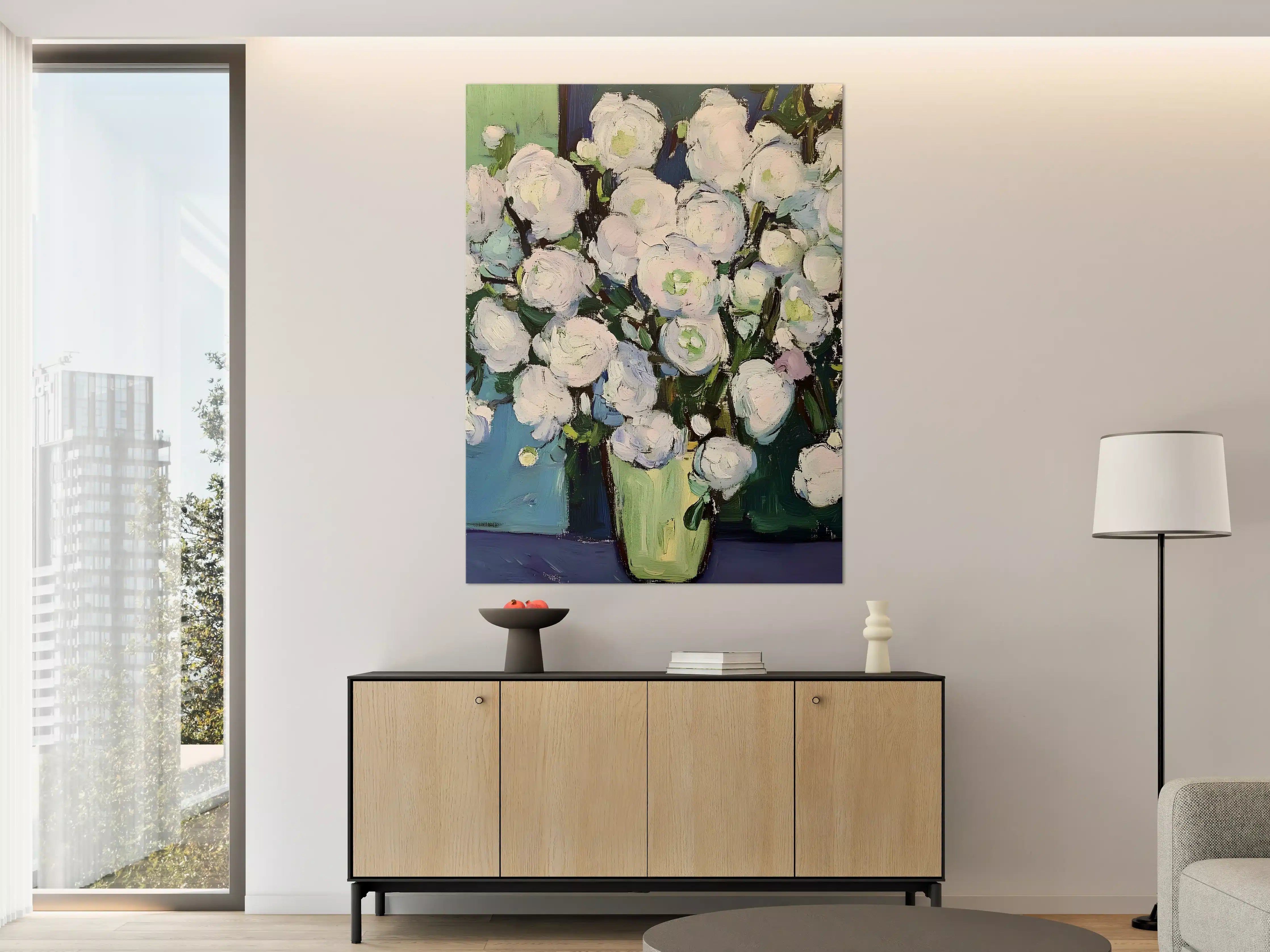 Große Wandbilder - Weiße Blumenstrauß in Vase