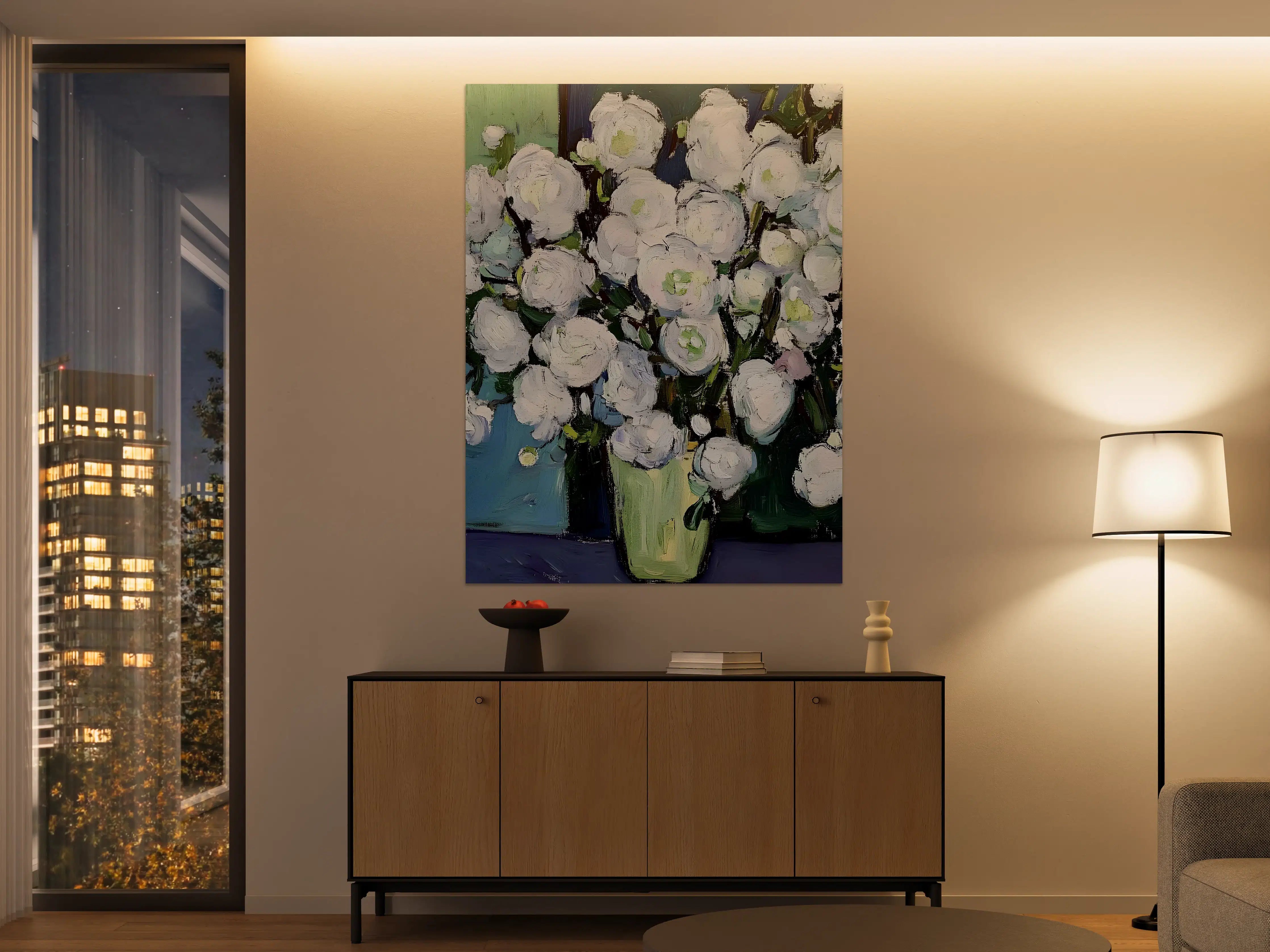 Große Wandbilder - Weiße Blumenstrauß in Vase