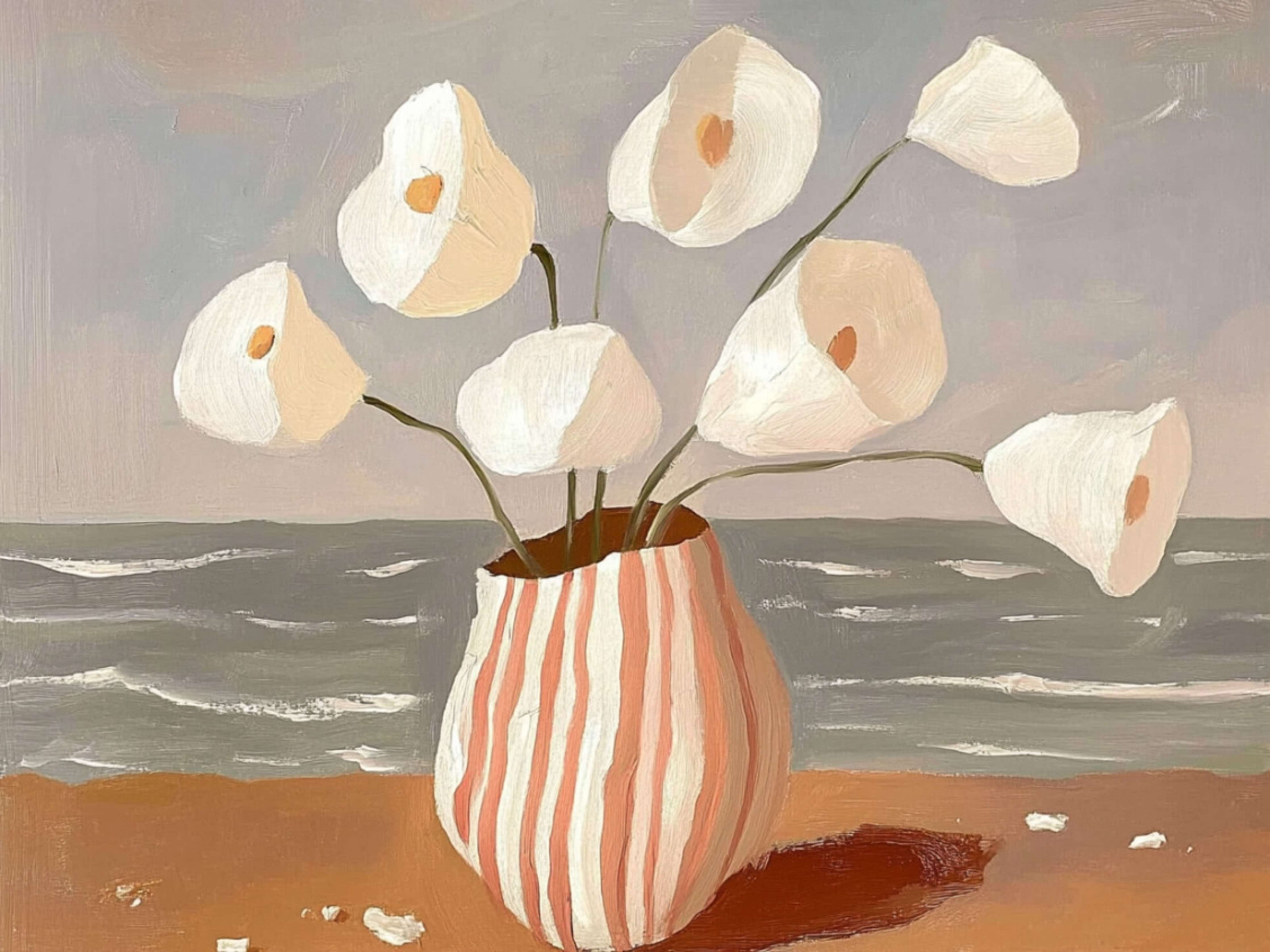 Große Wandbilder-Weiße Calla-Lilien in Strandvase
