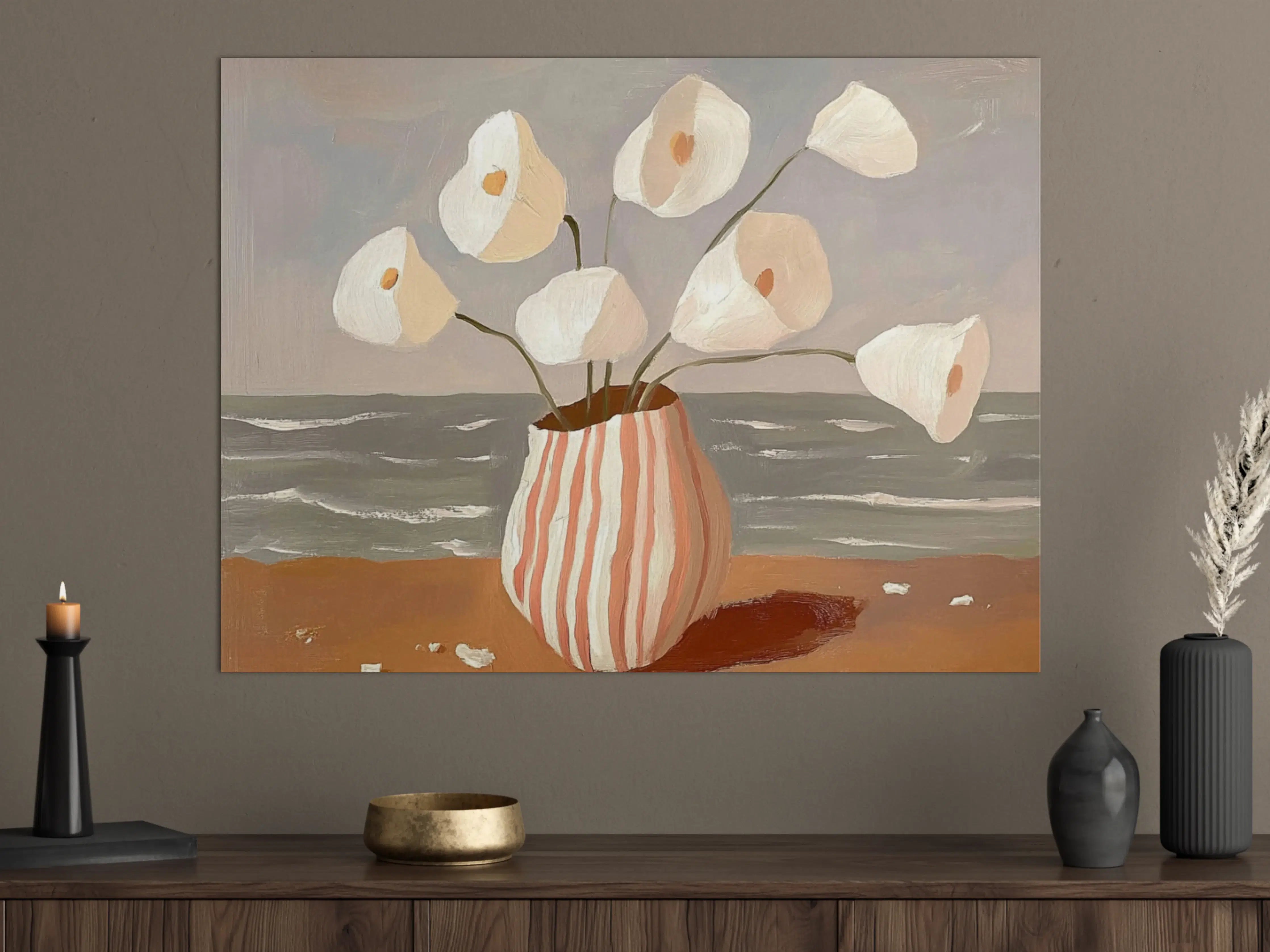 Große Wandbilder - Weiße Calla-Lilien in Strandvase