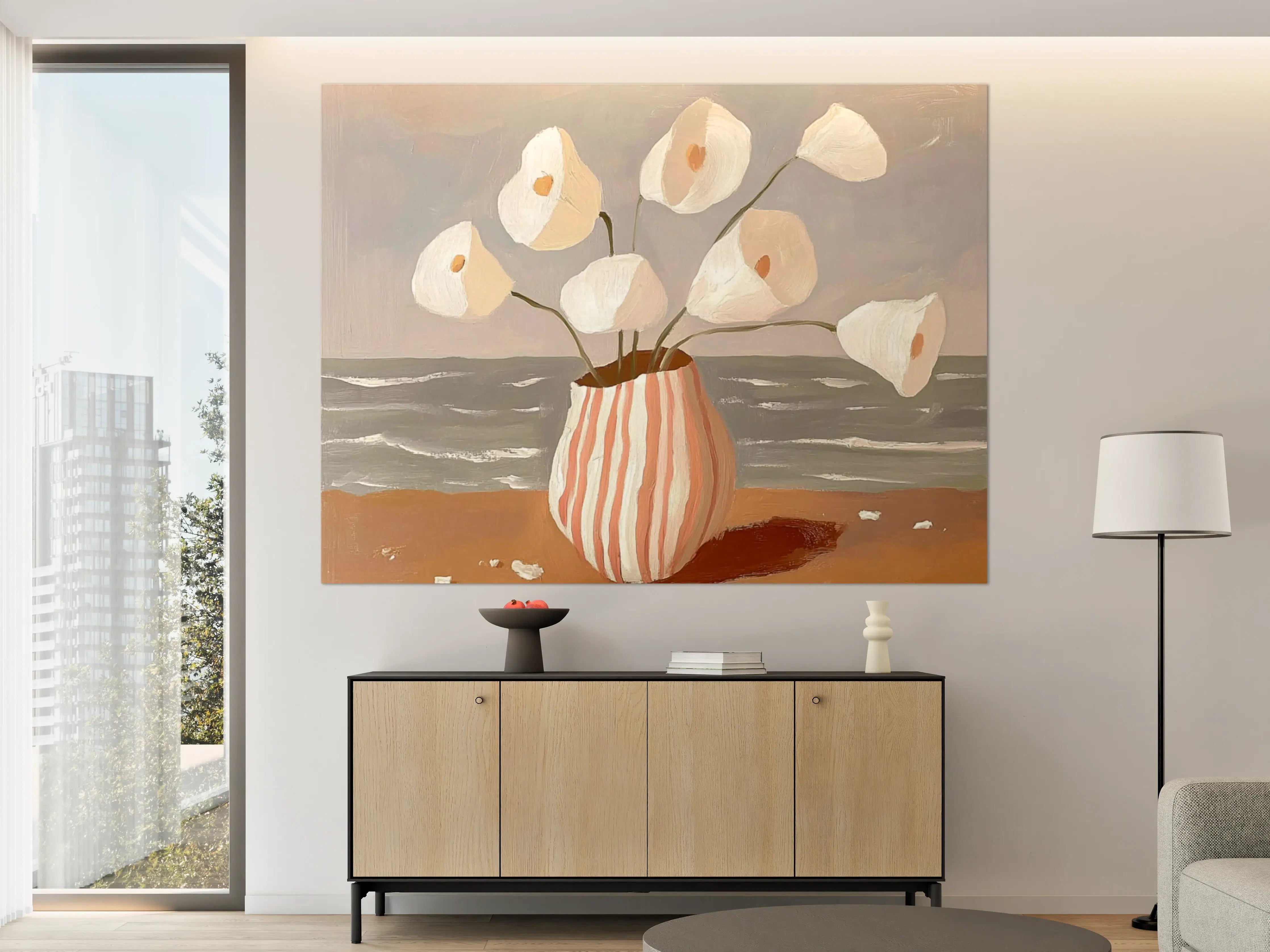 Große Wandbilder - Weiße Calla-Lilien in Strandvase