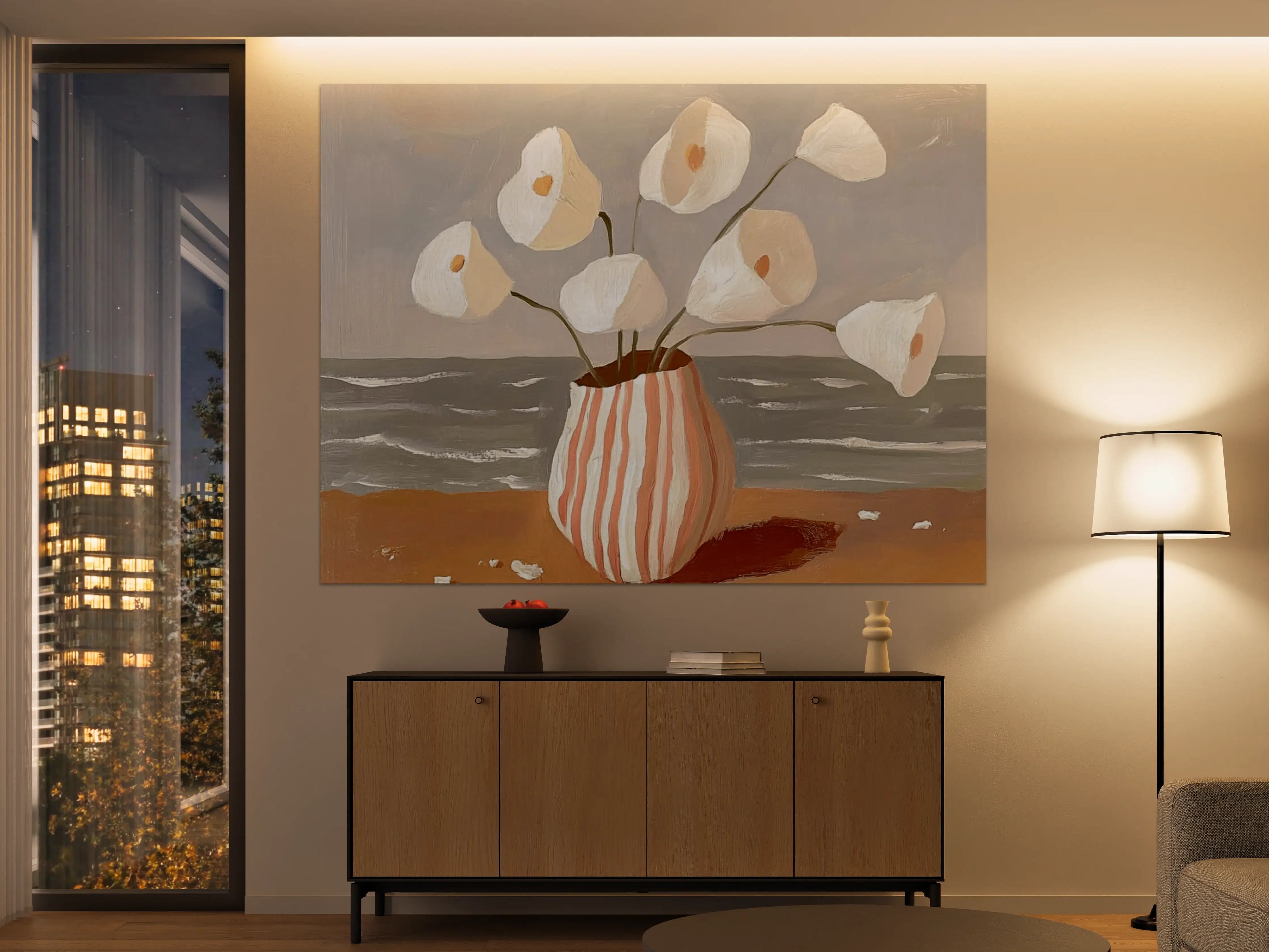 Große Wandbilder - Weiße Calla-Lilien in Strandvase