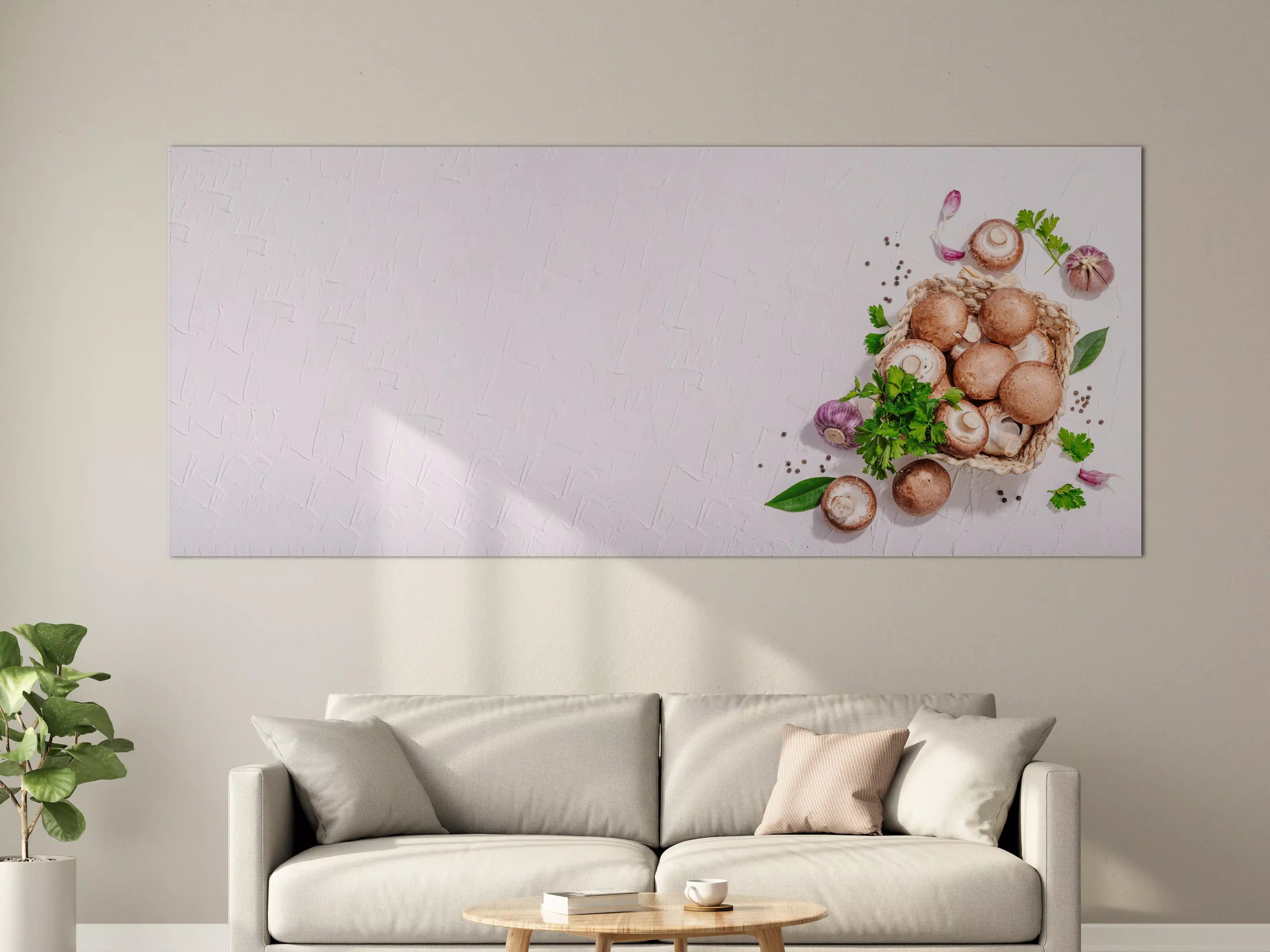 Große Wandbilder - Weiße Champignon Küchenrückwand