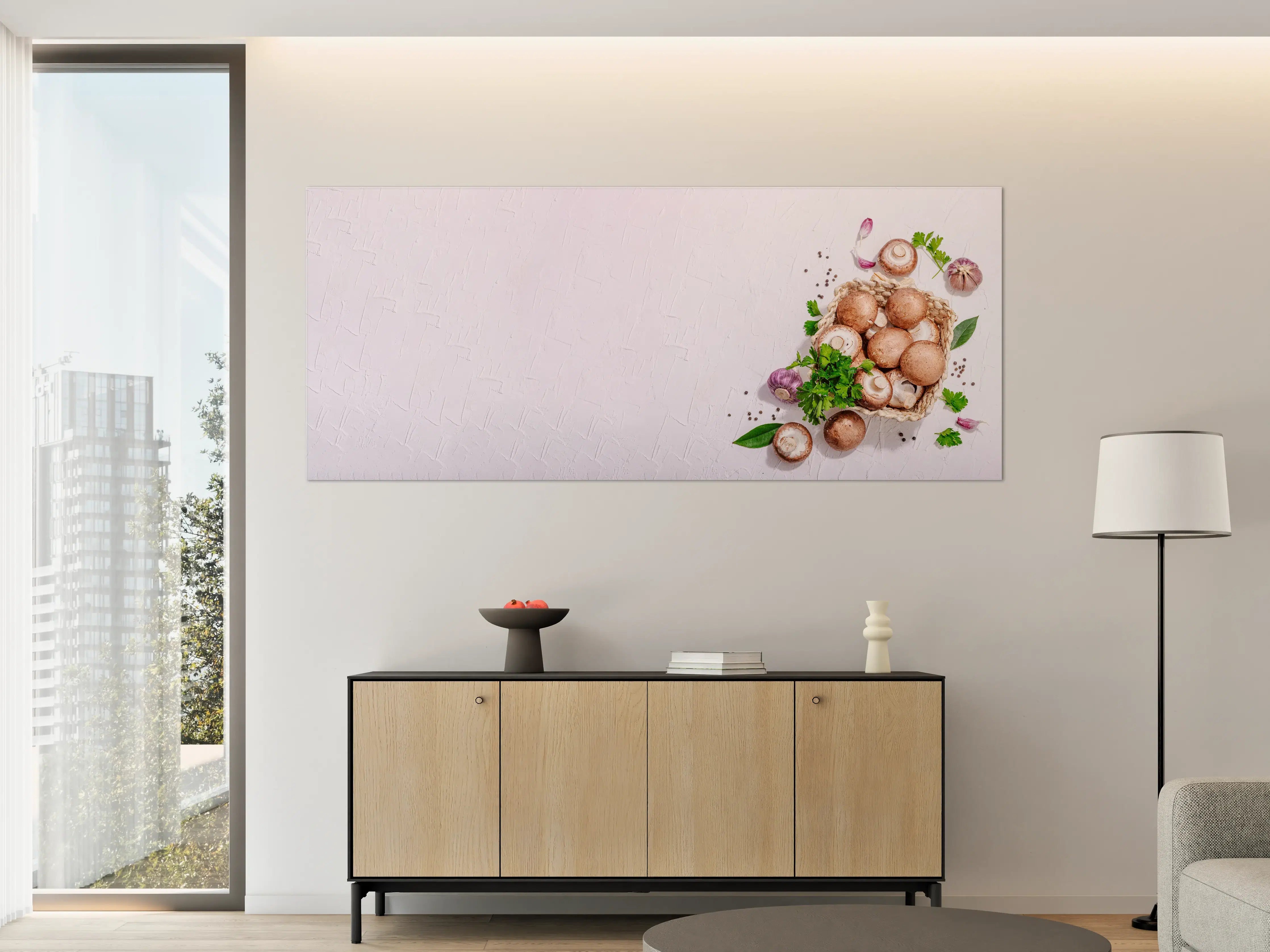 Große Wandbilder - Weiße Champignon Küchenrückwand