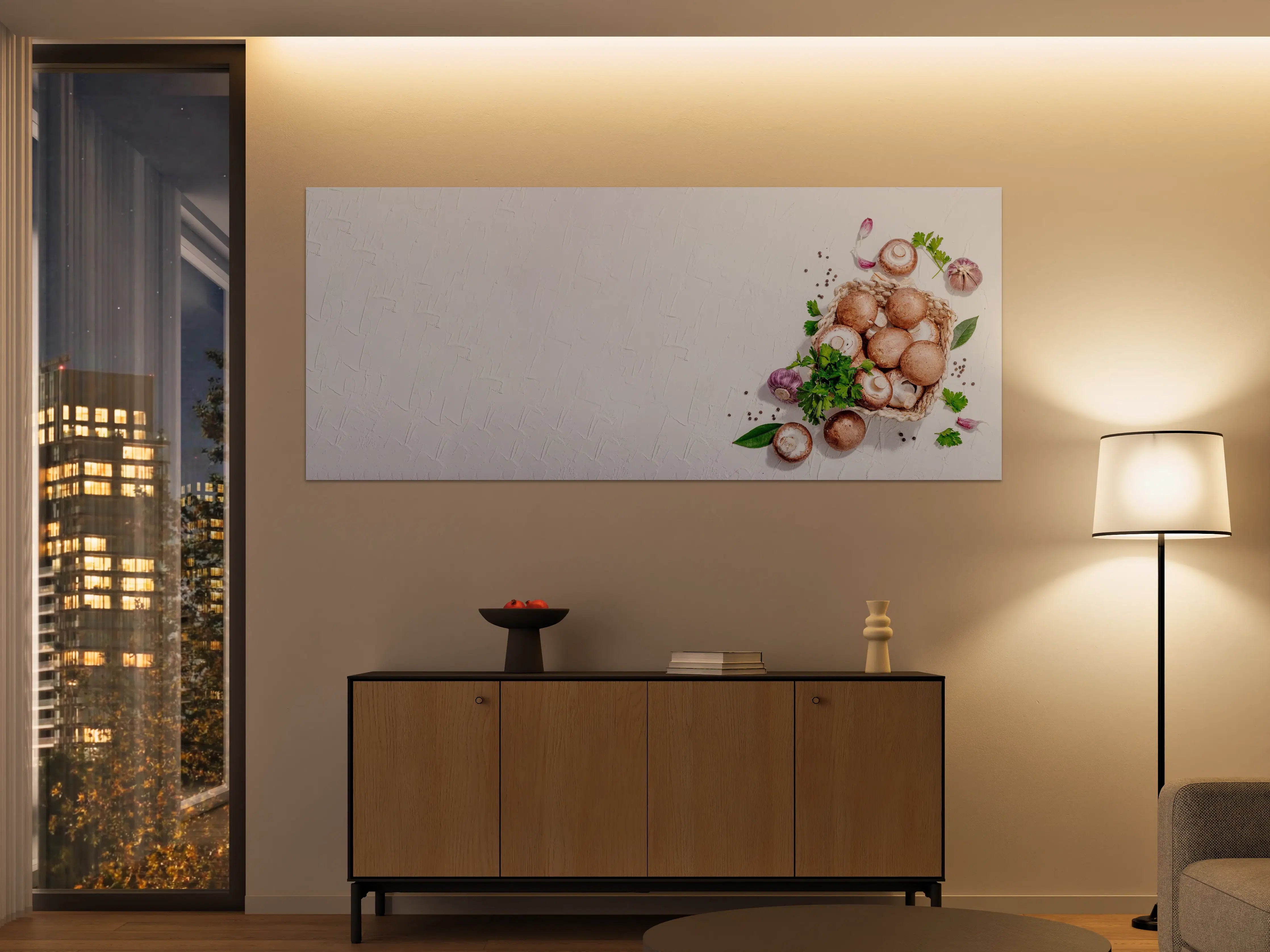 Große Wandbilder - Weiße Champignon Küchenrückwand