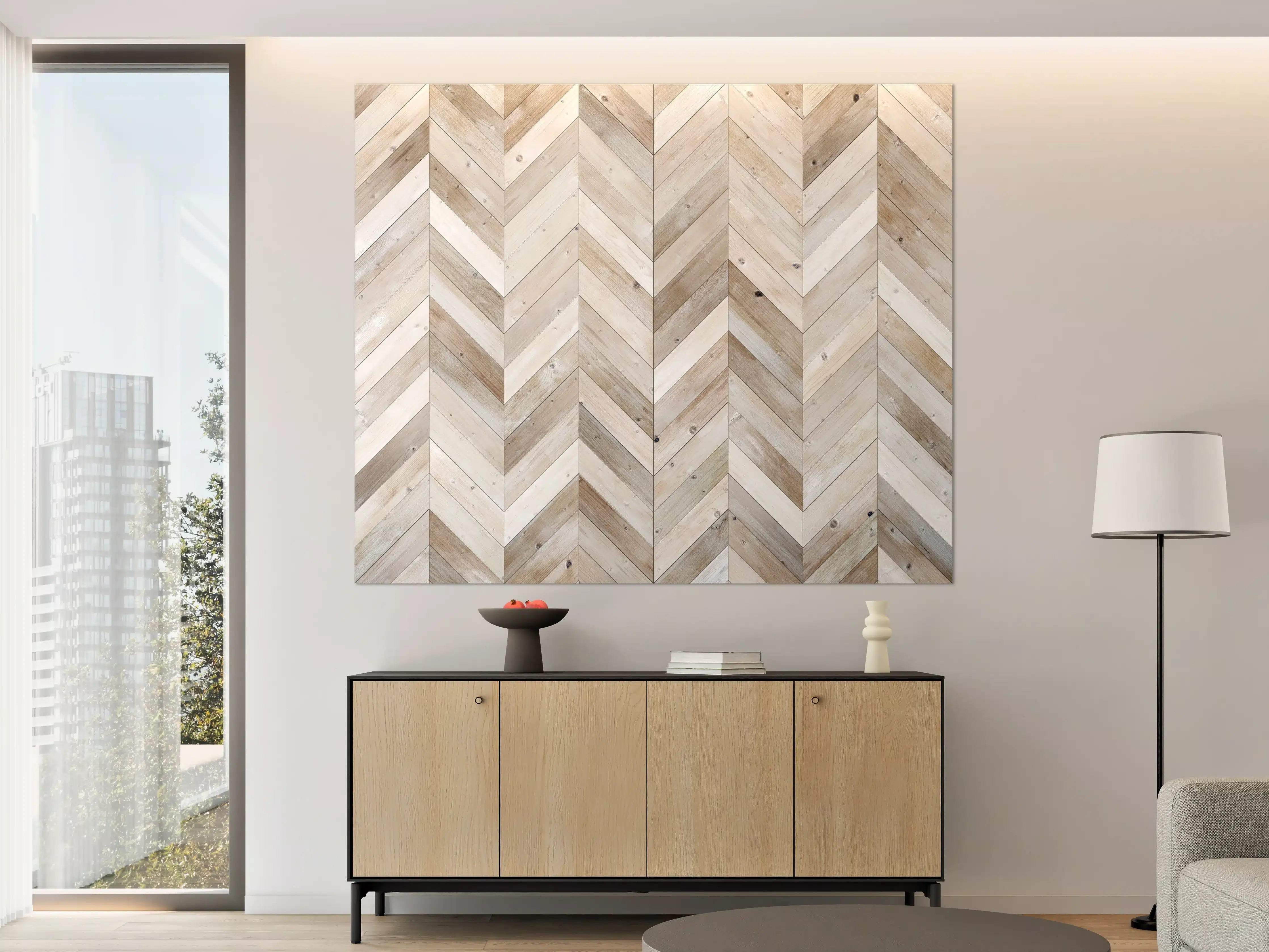 Große Wandbilder - Weiße Chevron Textur