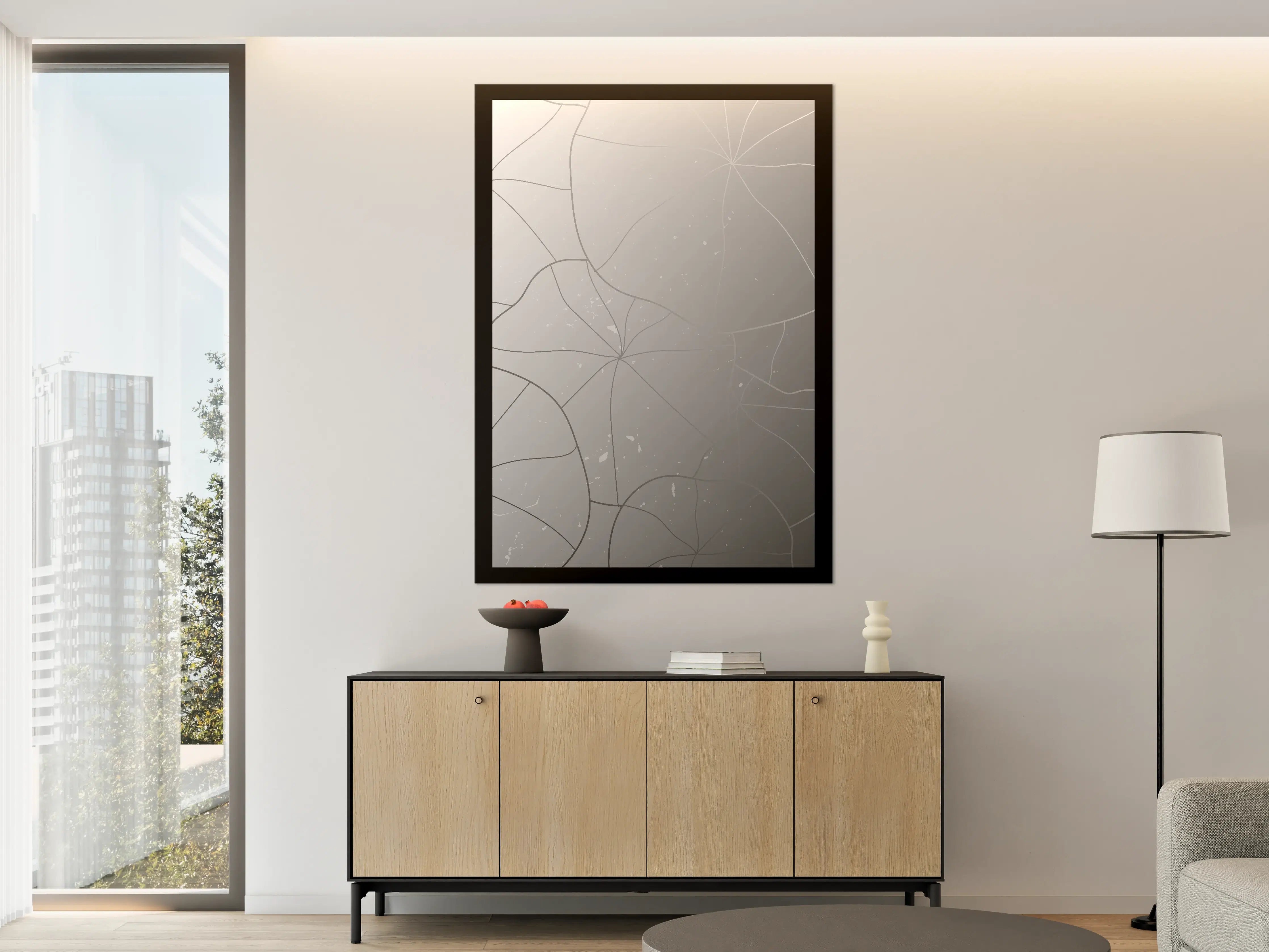 Große Wandbilder - Weiße Glasur mit feinen Rissen und Spritzern