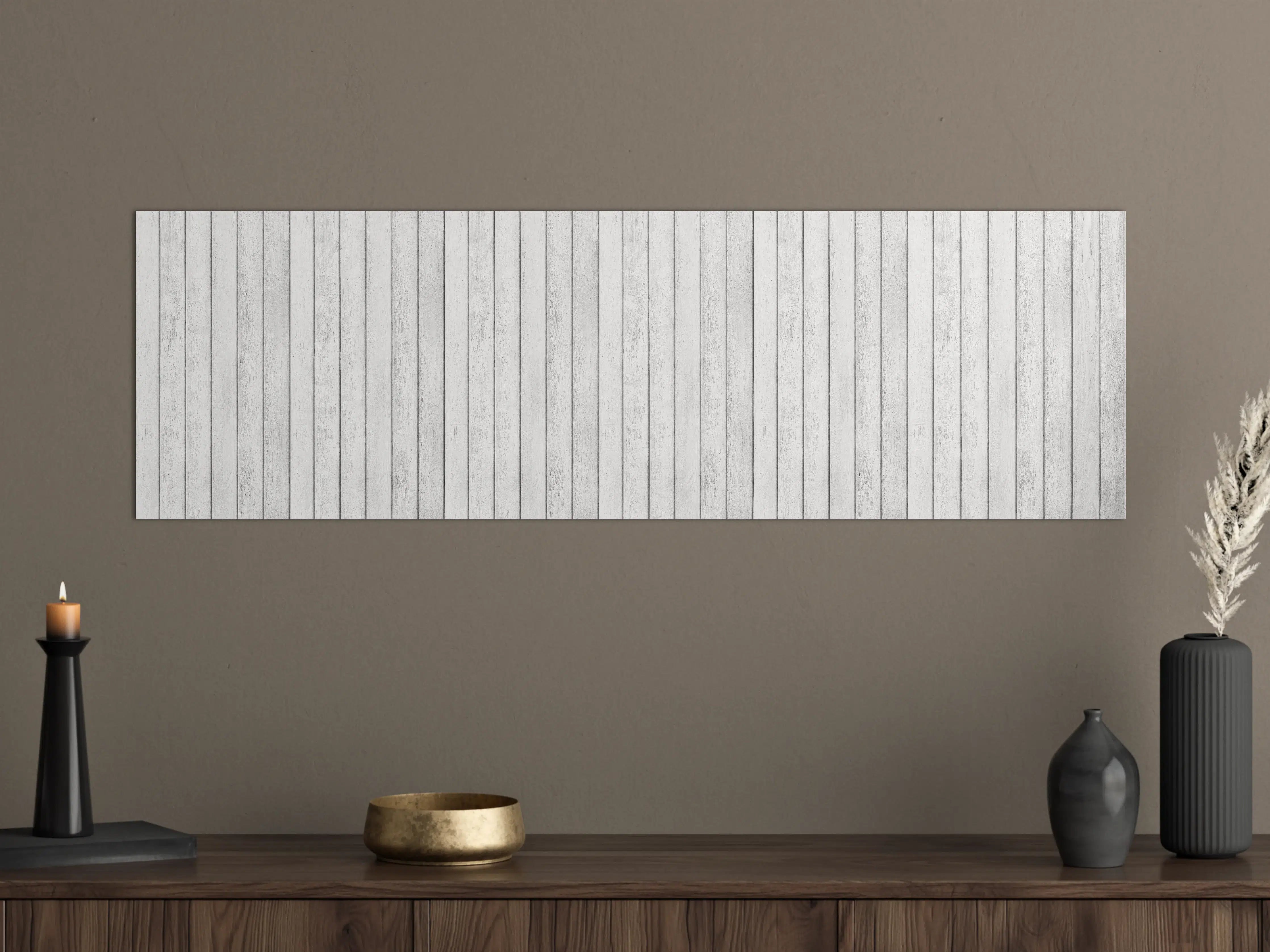 Große Wandbilder - Weiße Holzwand mit grauer Maserung