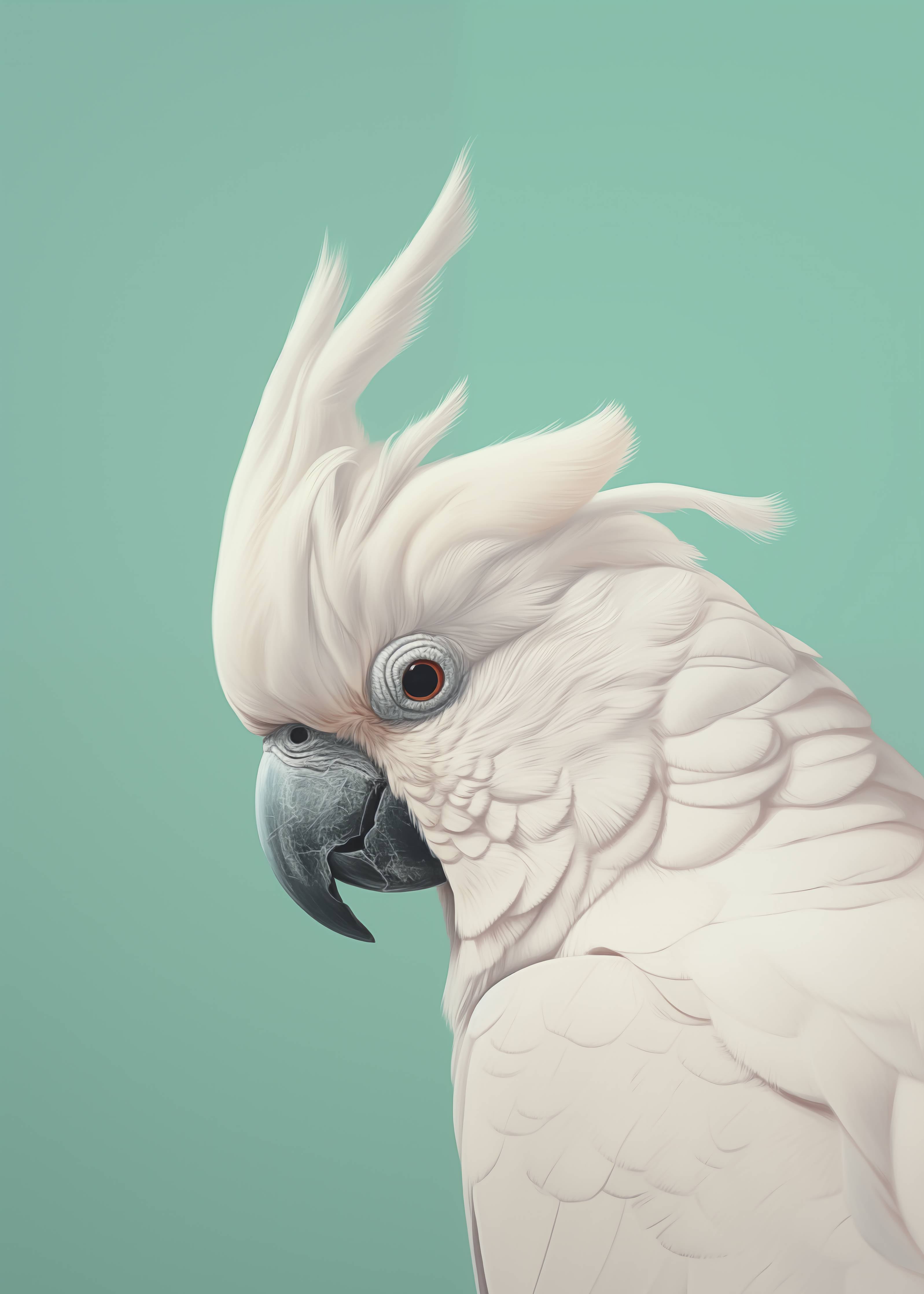 Große Wandbilder-Weiße Kakadus auf Pastell-Hintergrund