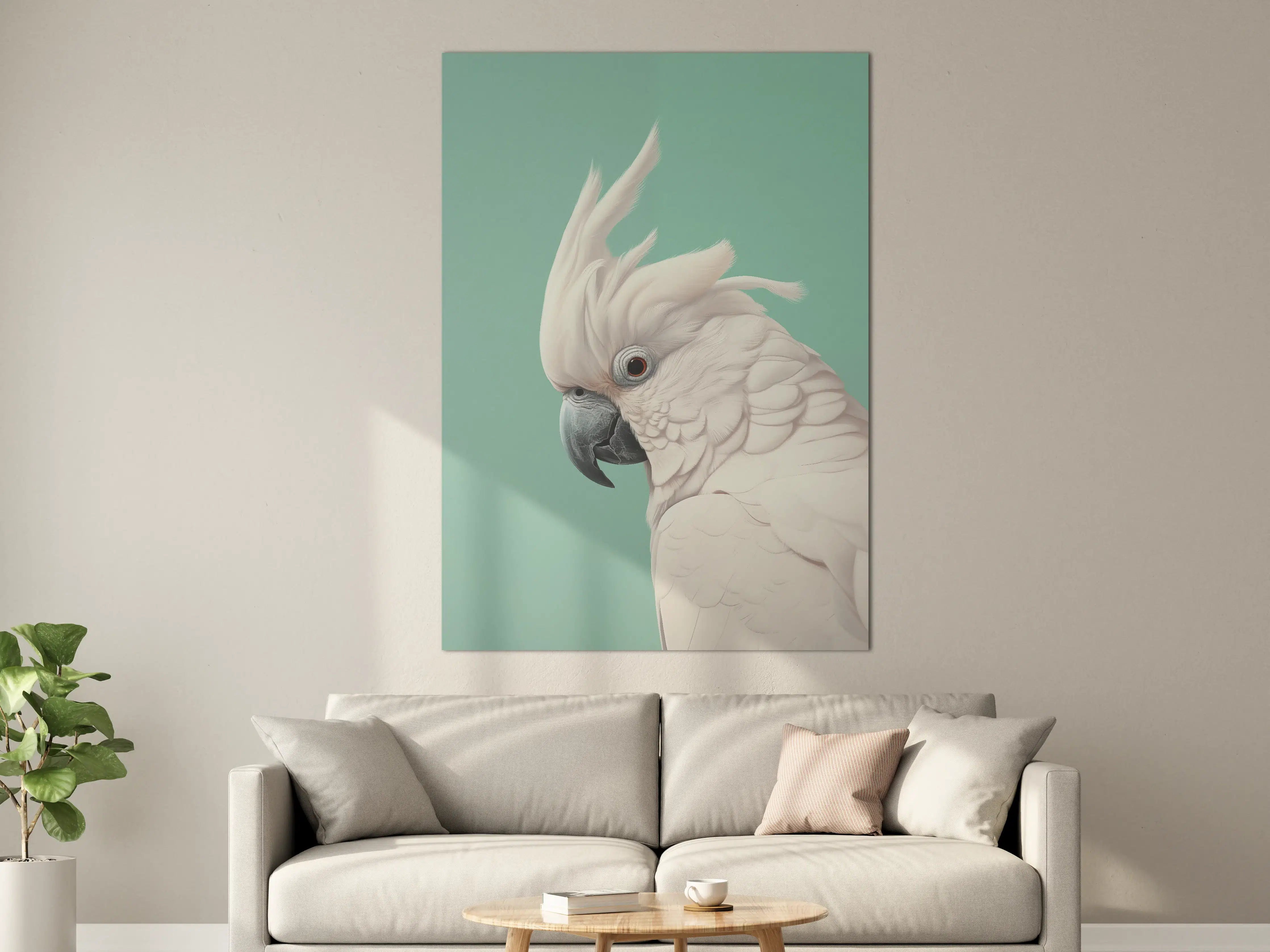Große Wandbilder - Weiße Kakadus auf Pastell-Hintergrund
