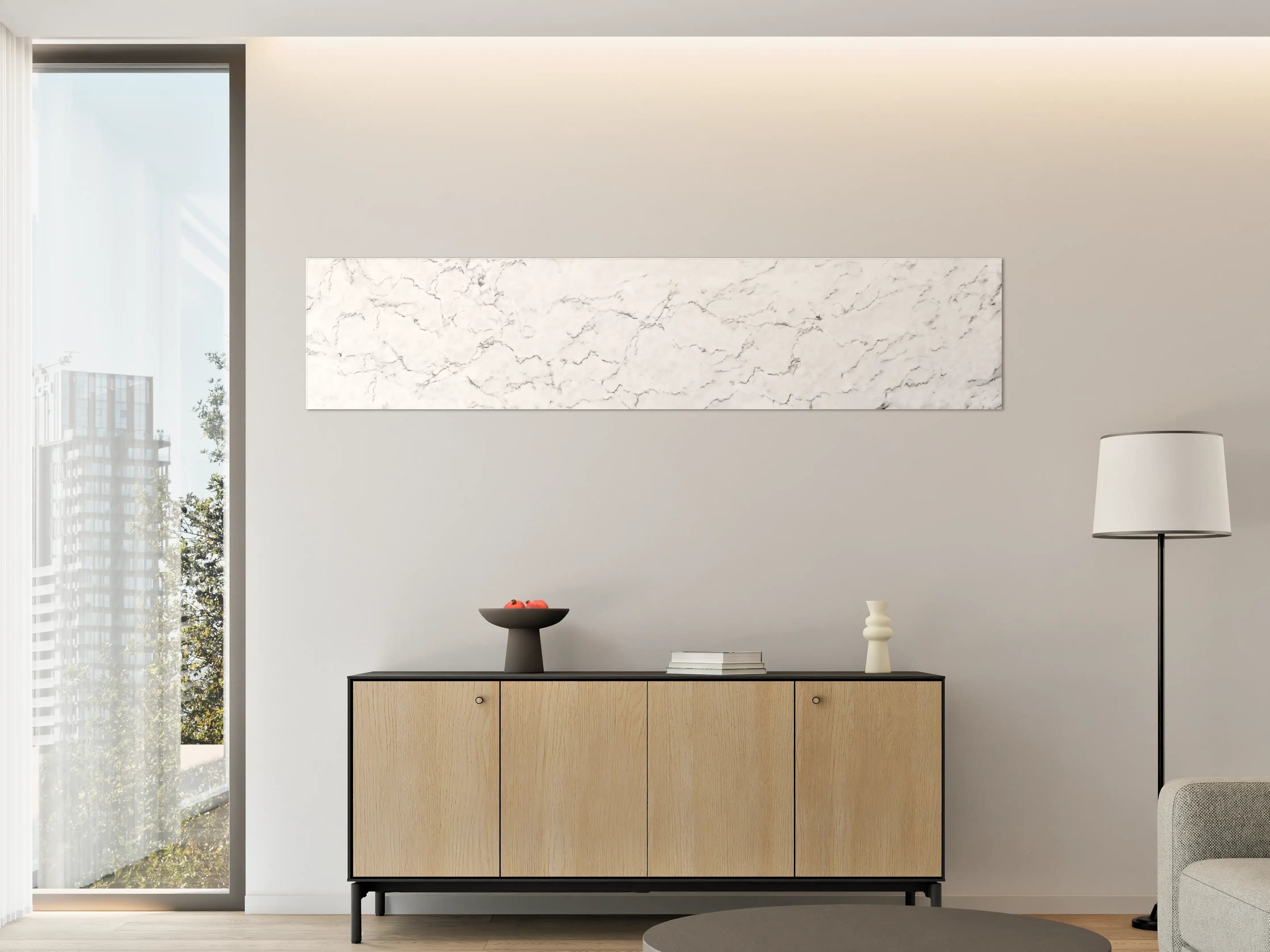 Große Wandbilder - Weiße Marmorstruktur mit feinen Rissen