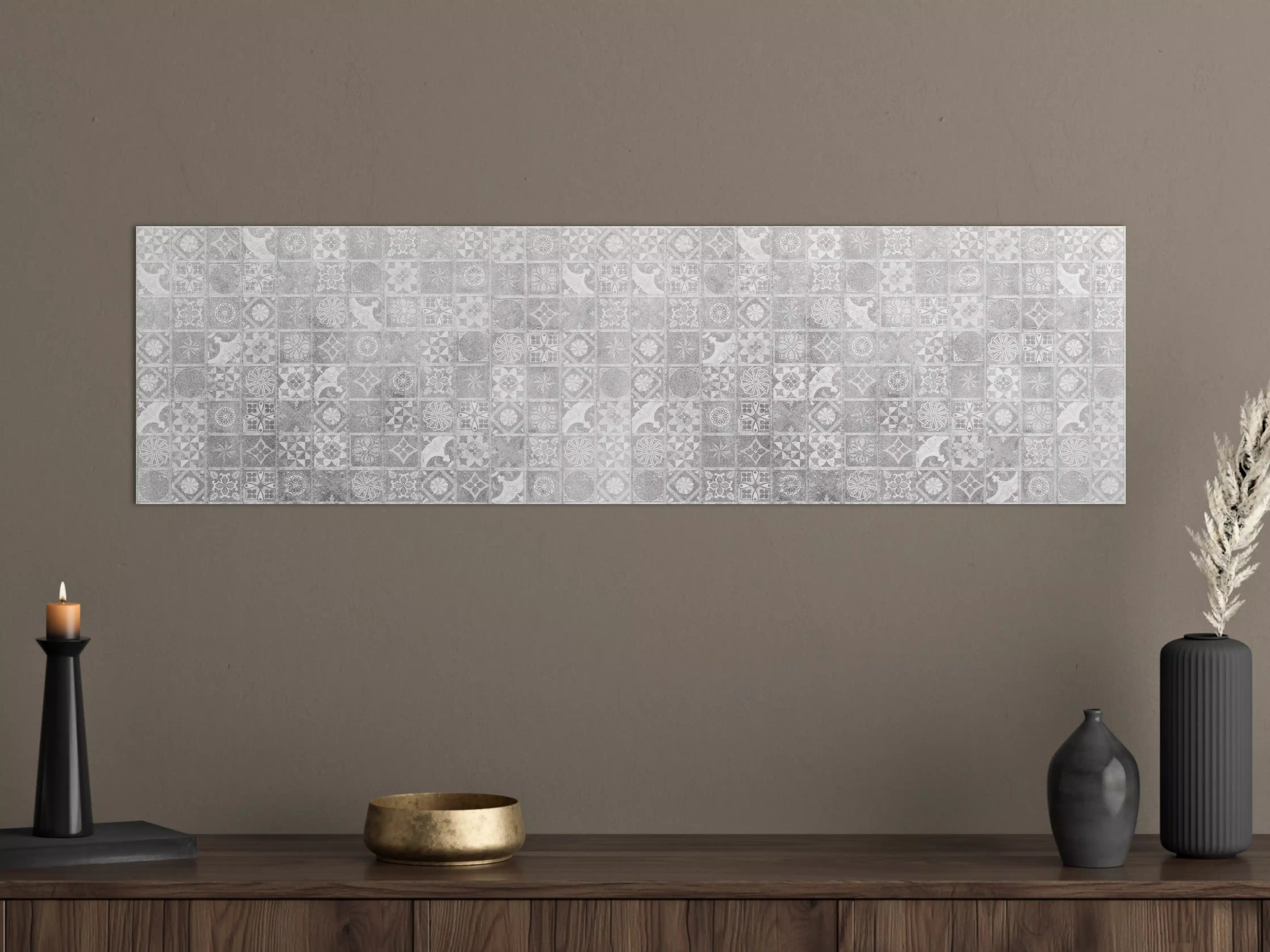 Große Wandbilder - Weiße Mosaikfliese mit grauer Struktur