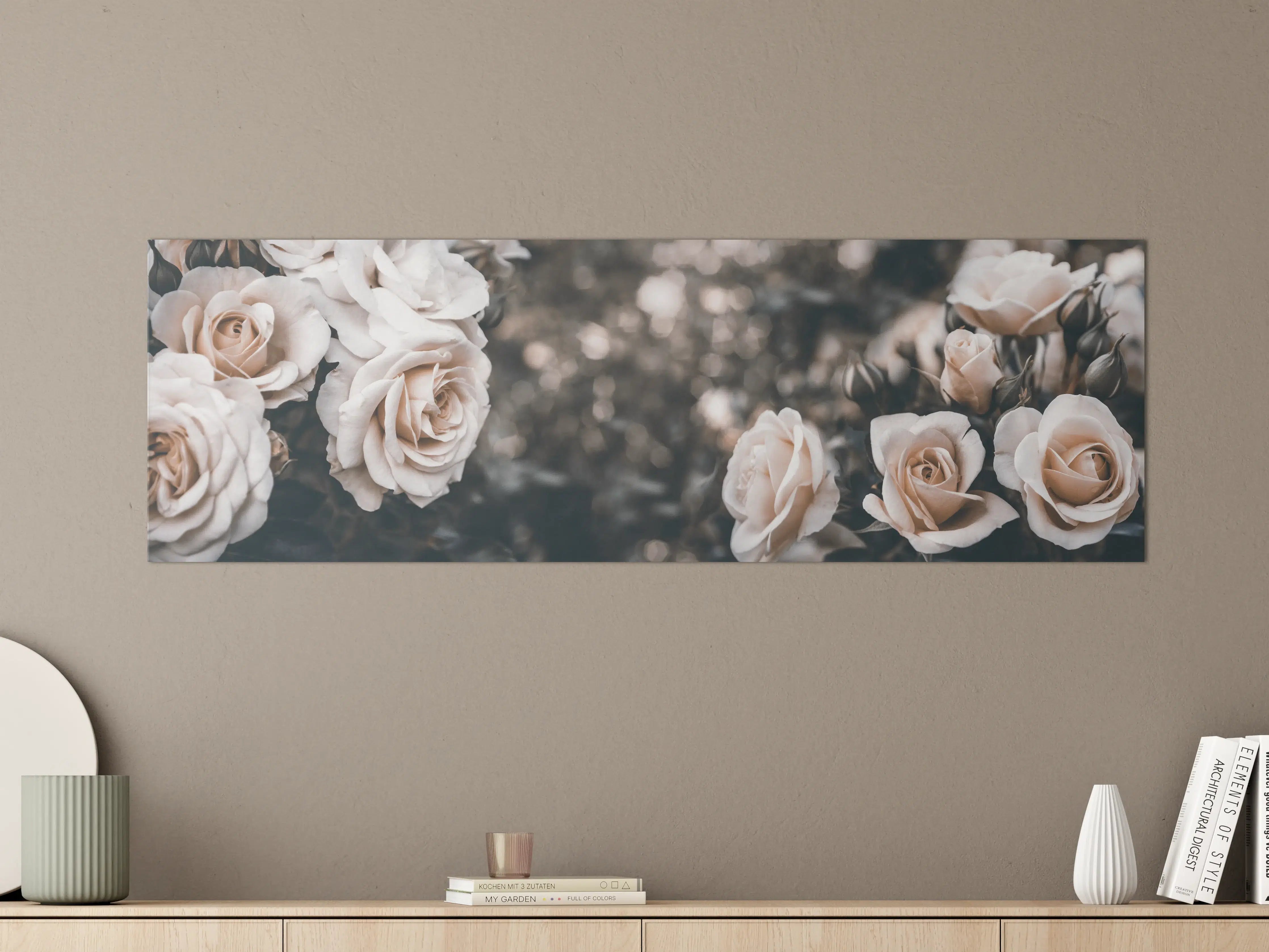 Große Wandbilder - Weisse Pastell- Rosen - Fine Art