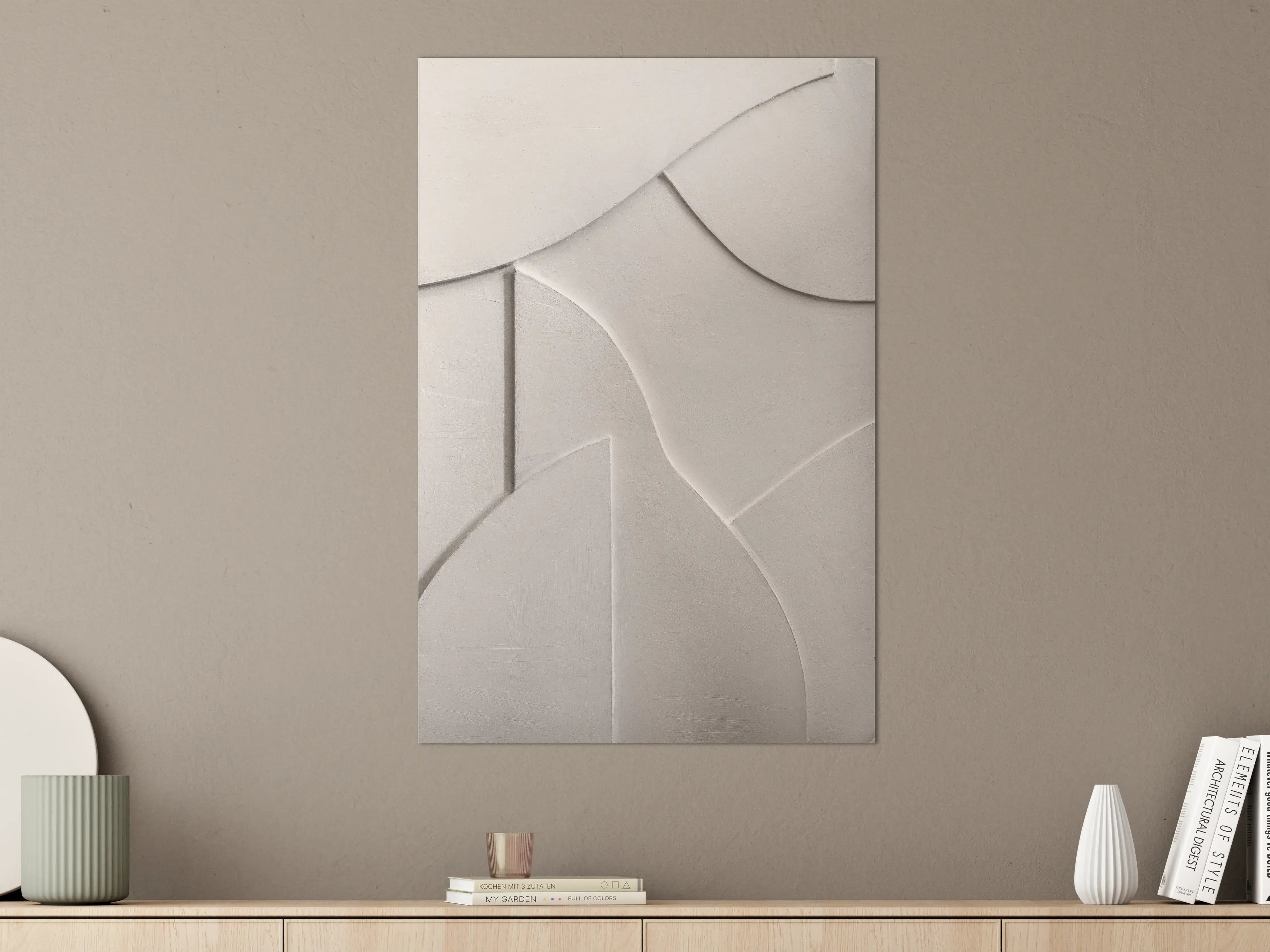 Große Wandbilder - Weiße Steinstrukturen, elegant und minimalistisch