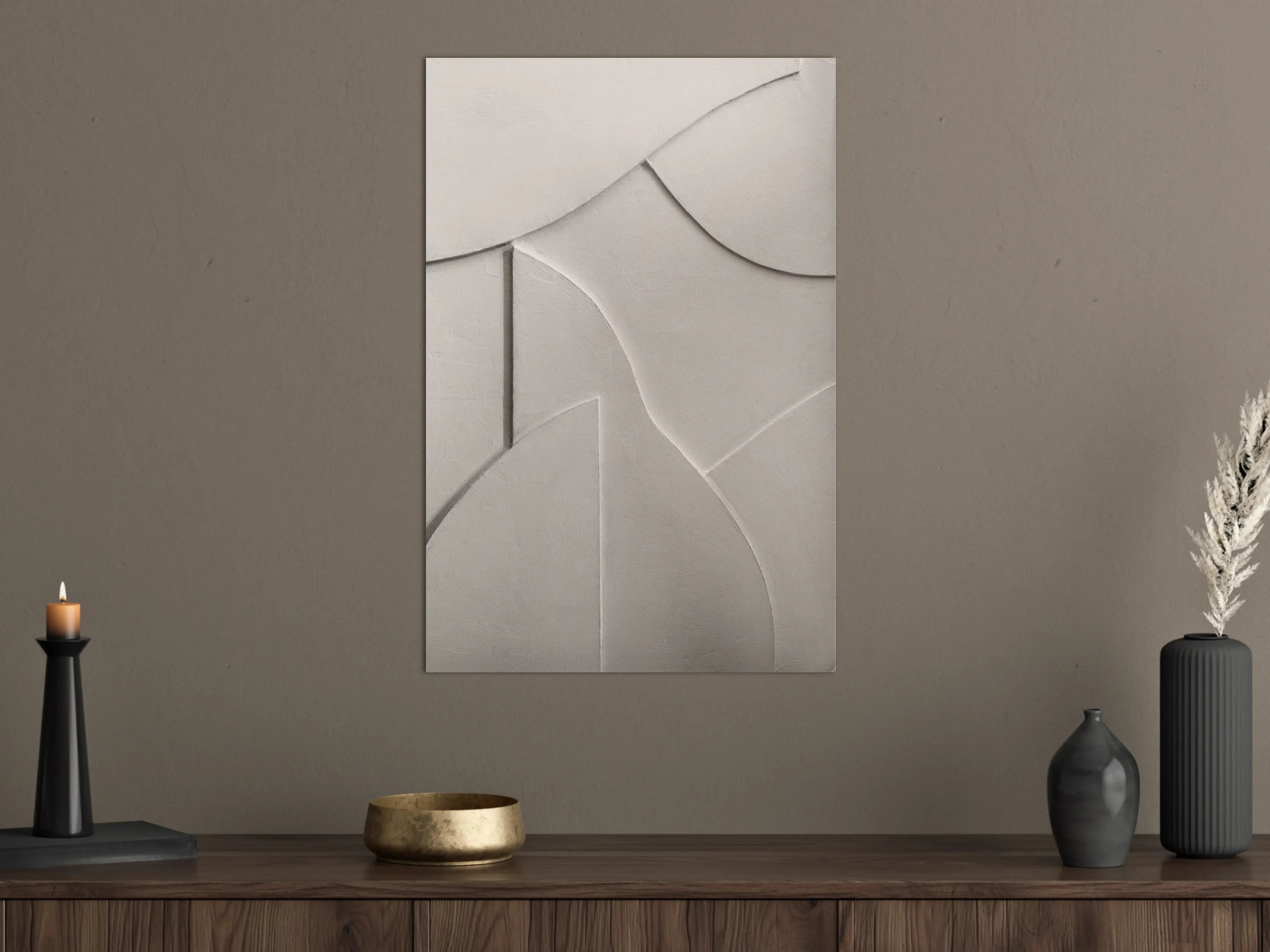 Große Wandbilder - Weiße Steinstrukturen, elegant und minimalistisch