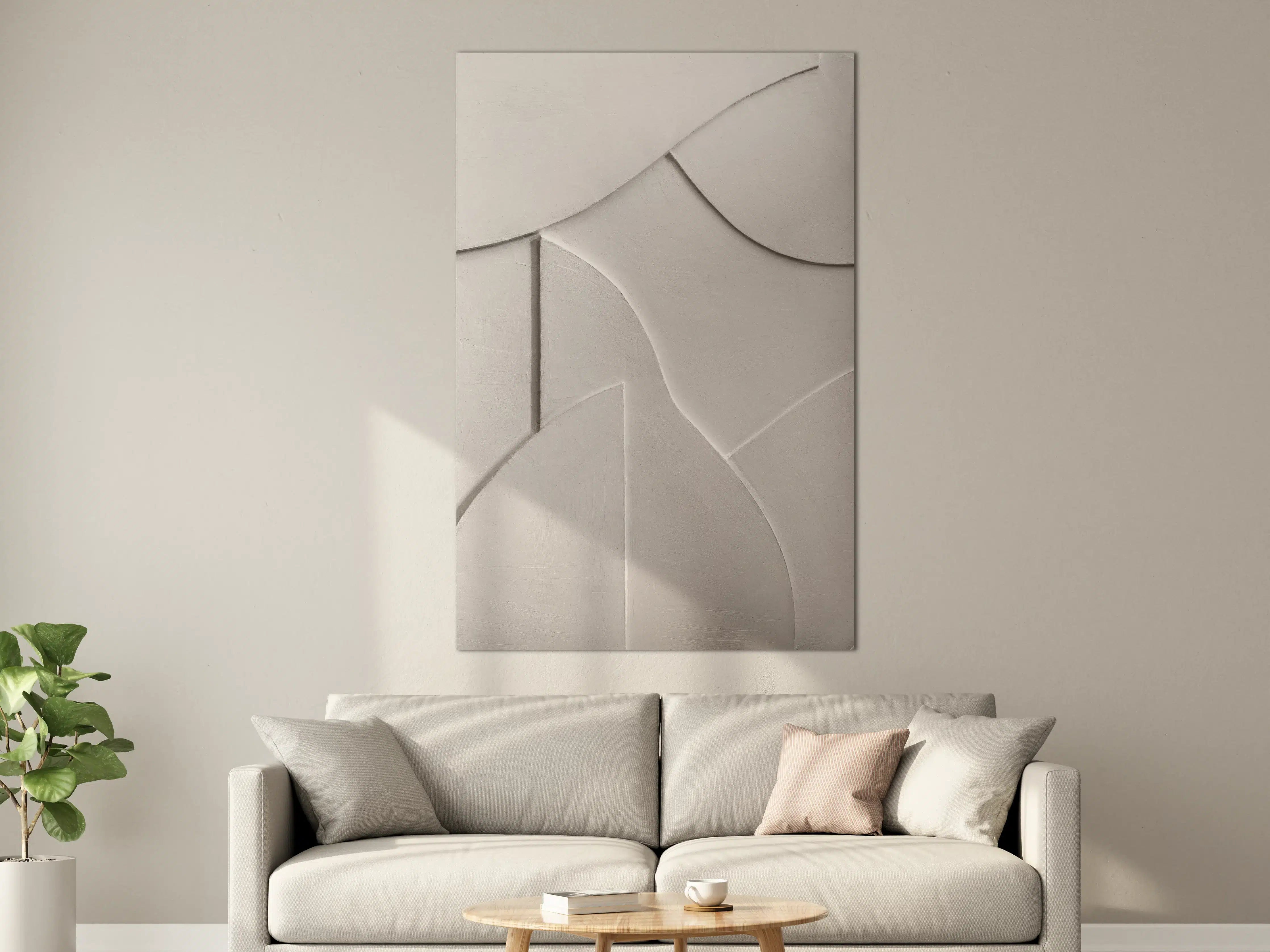 Große Wandbilder - Weiße Steinstrukturen, elegant und minimalistisch