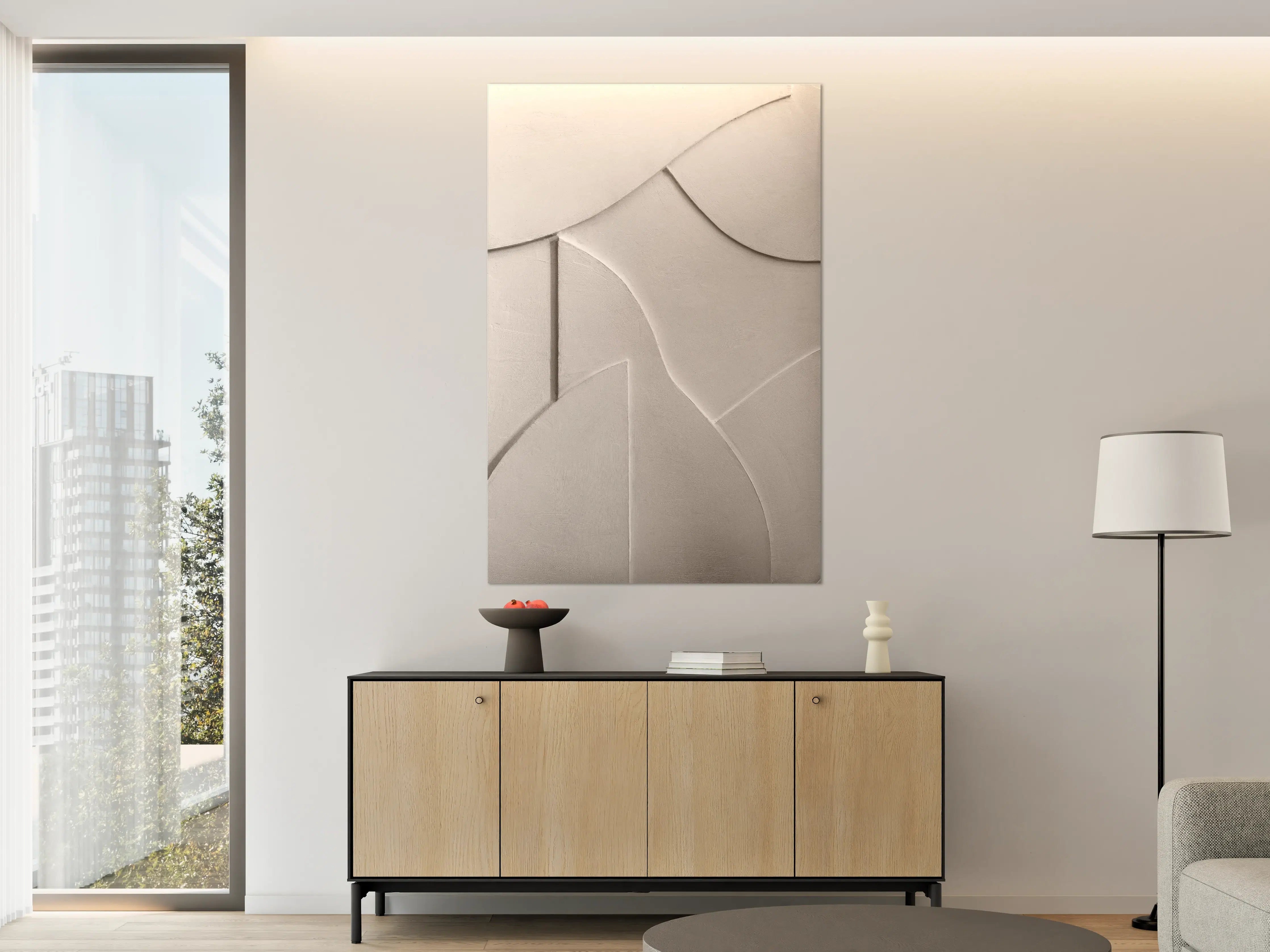 Große Wandbilder - Weiße Steinstrukturen, elegant und minimalistisch