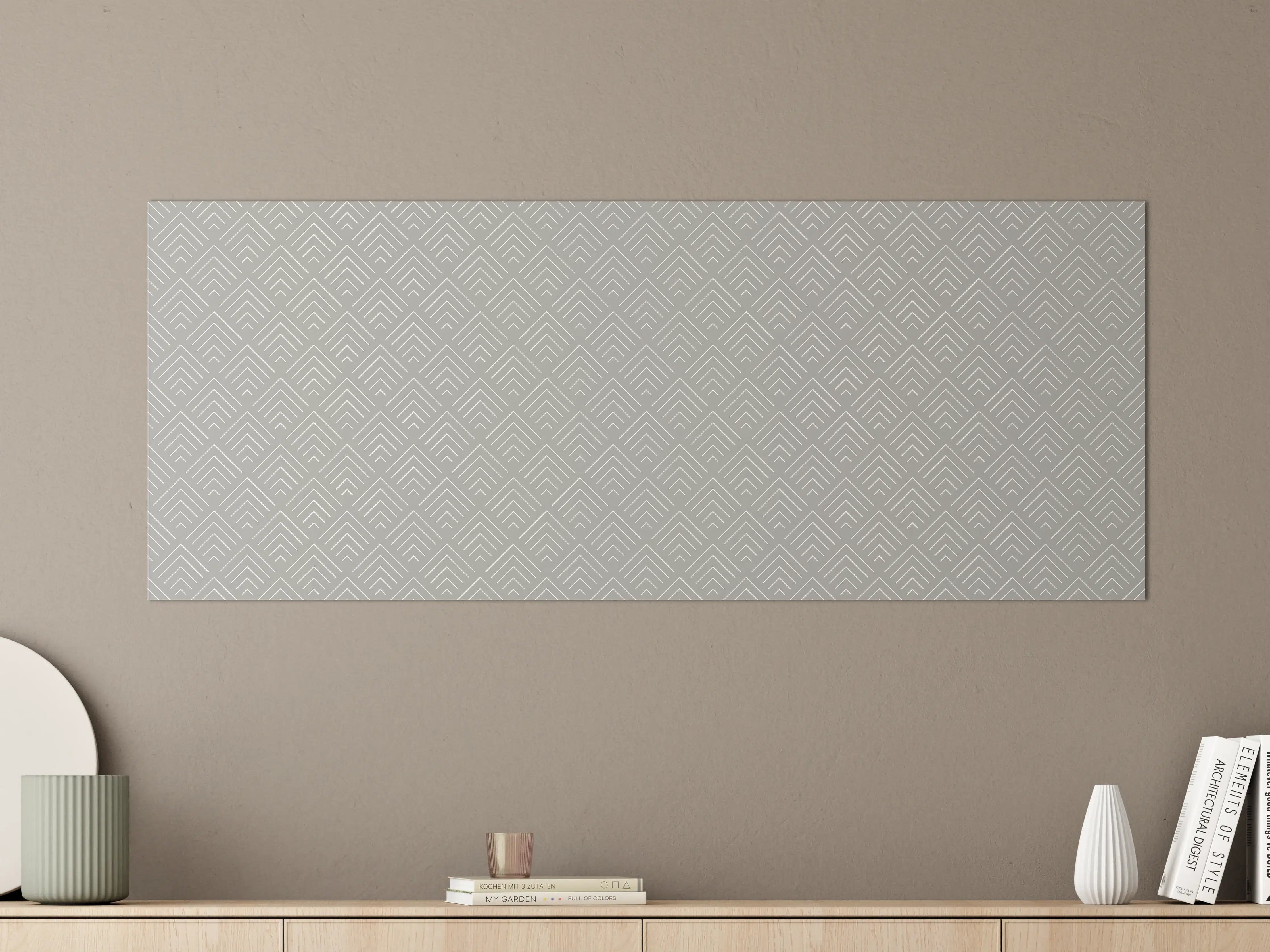 Große Wandbilder - Weiße Wand mit grauem geometrischem Muster
