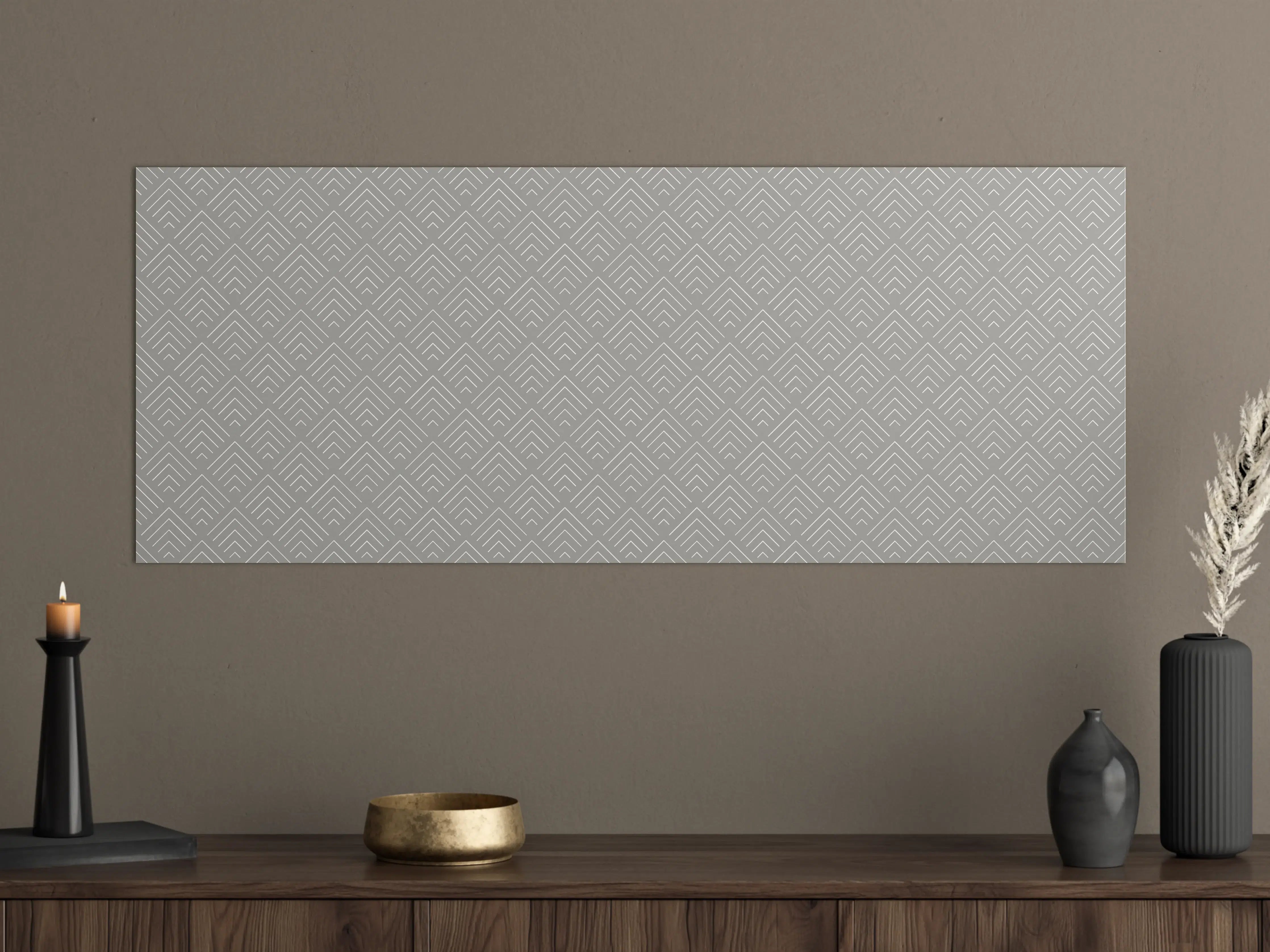 Große Wandbilder - Weiße Wand mit grauem geometrischem Muster