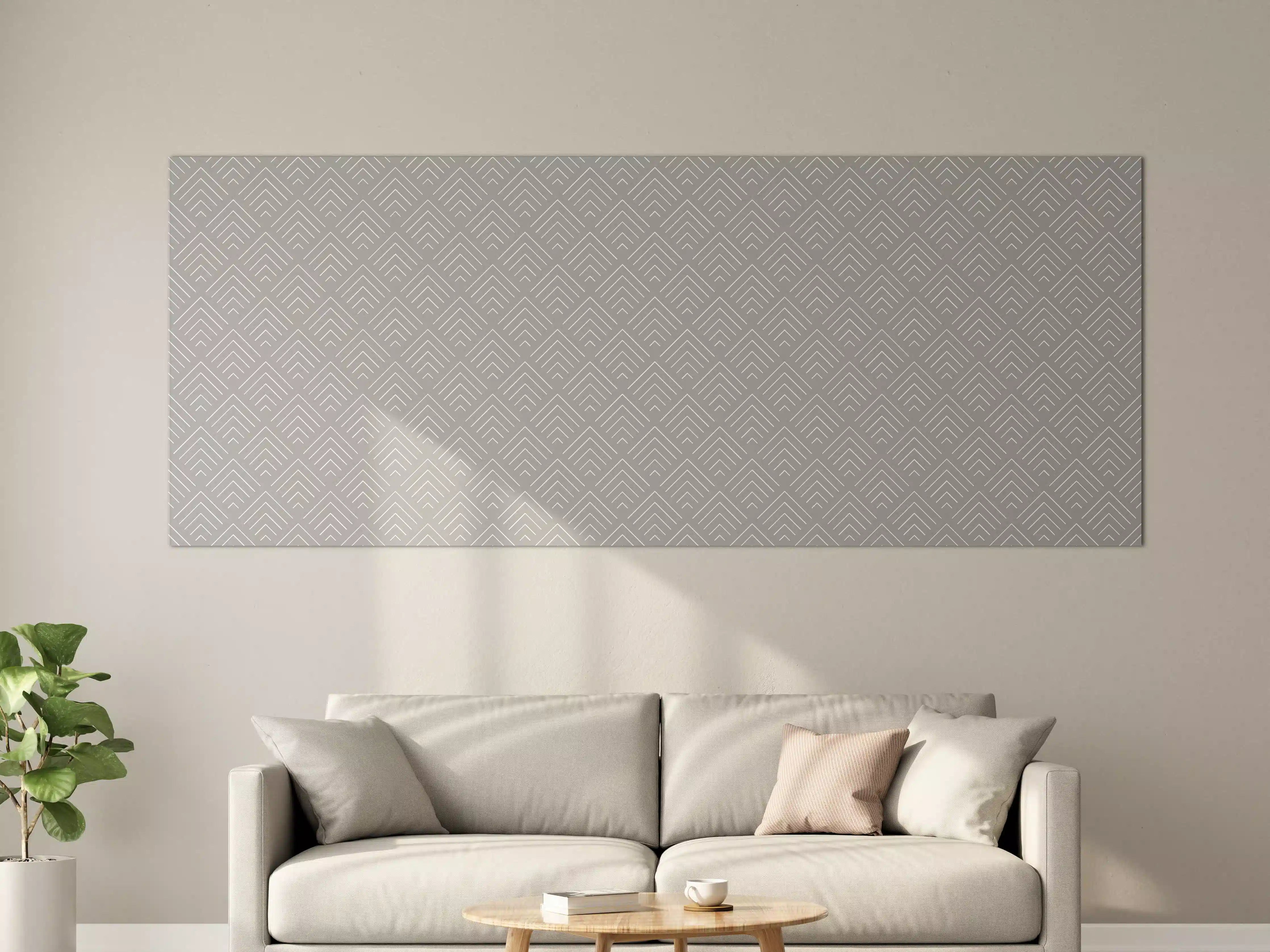Große Wandbilder - Weiße Wand mit grauem geometrischem Muster