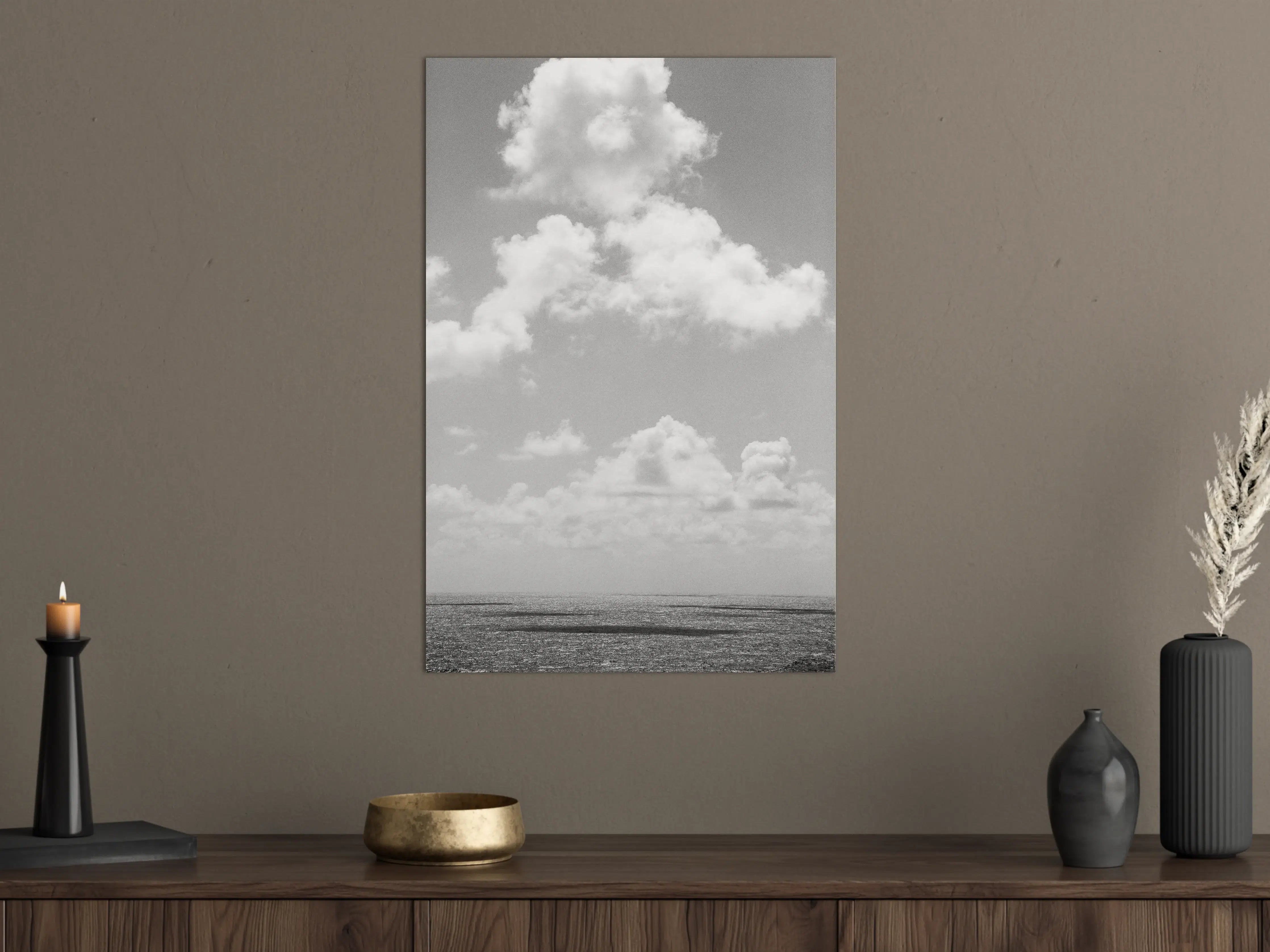 Große Wandbilder - Weiße Wolken am Himmel in Schwarz-Weiß