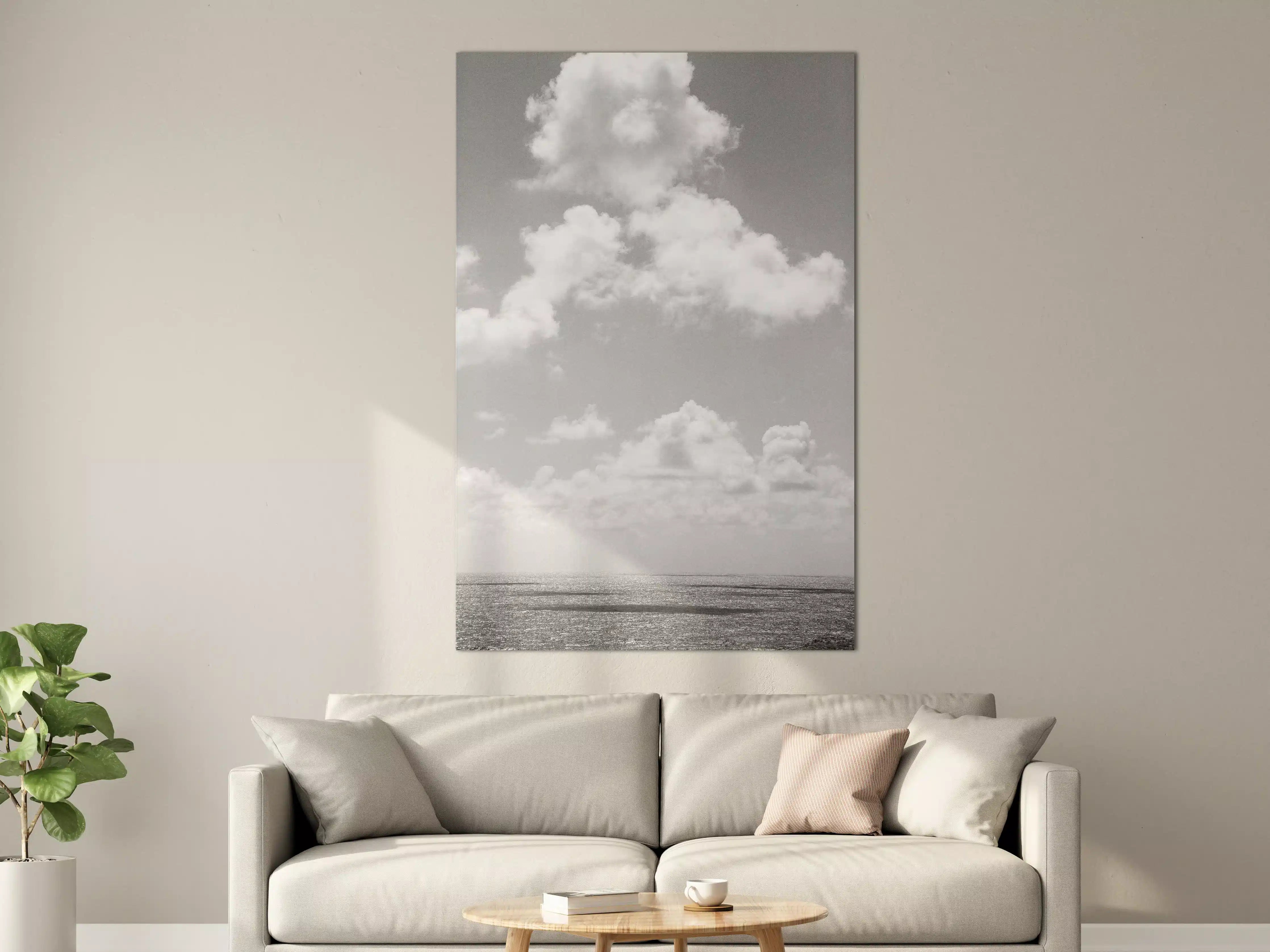 Große Wandbilder - Weiße Wolken am Himmel in Schwarz-Weiß
