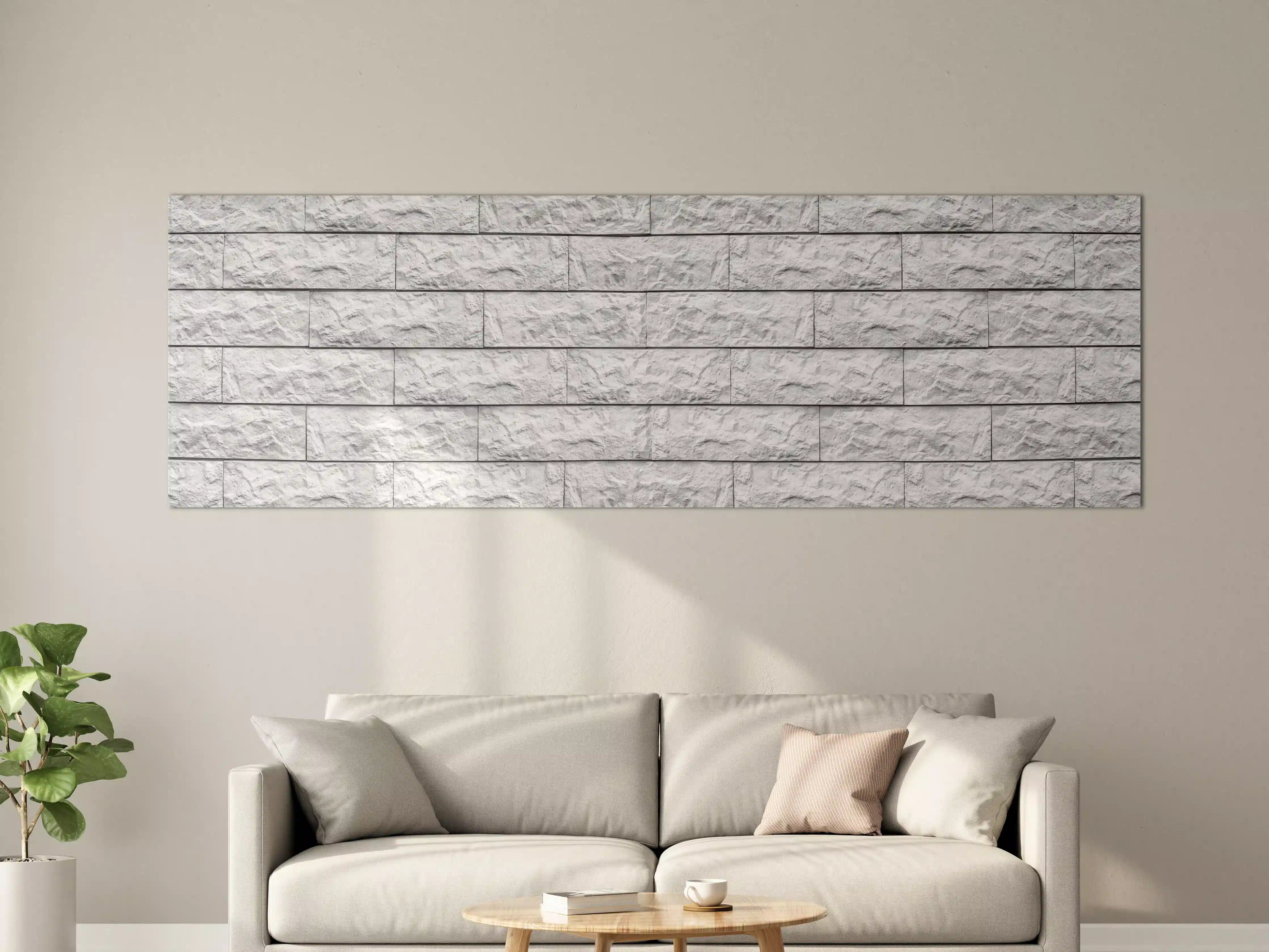 Große Wandbilder - Weiße Ziegelmauer mit rauer Struktur