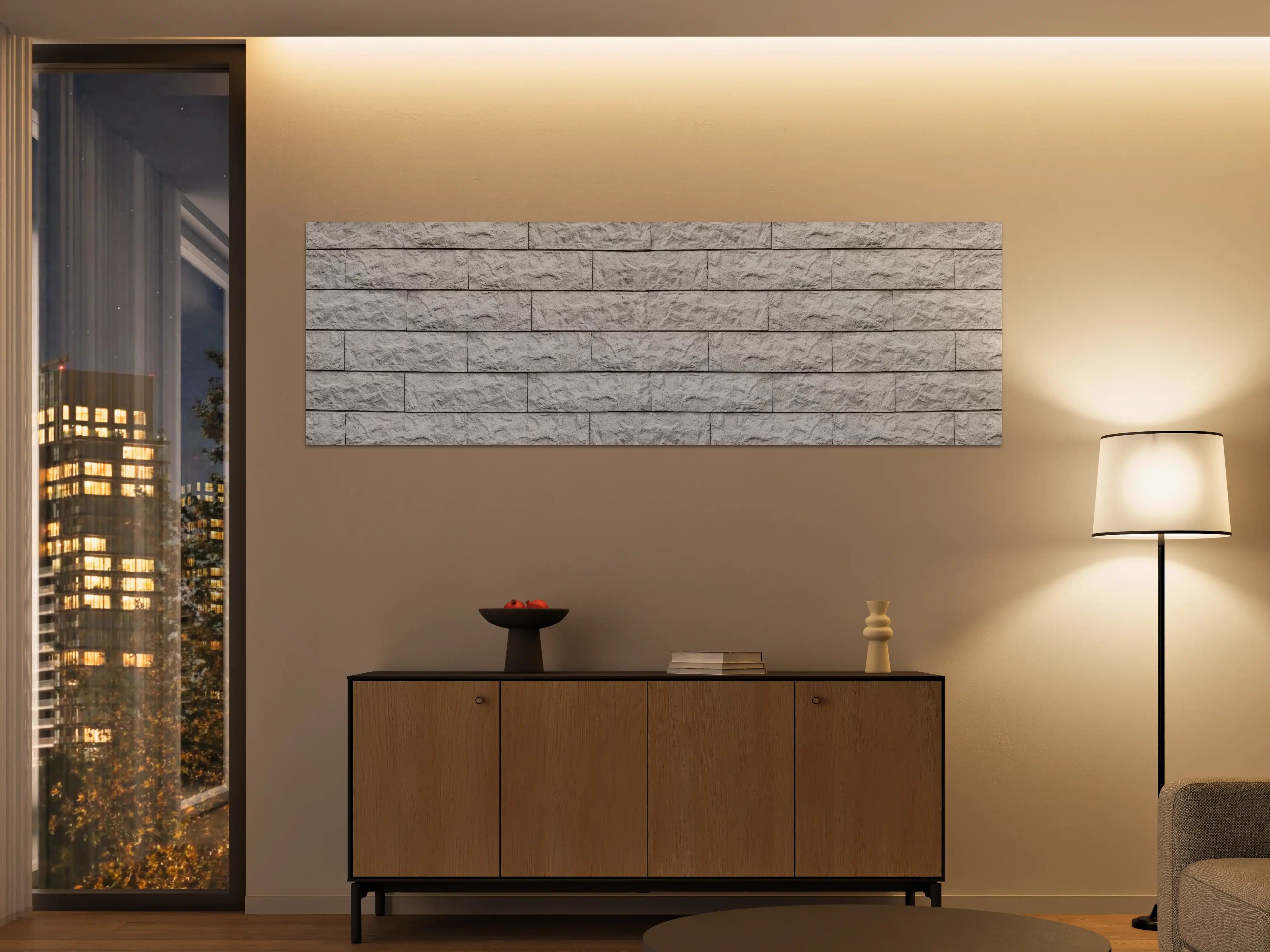 Große Wandbilder - Weiße Ziegelmauer mit rauer Struktur